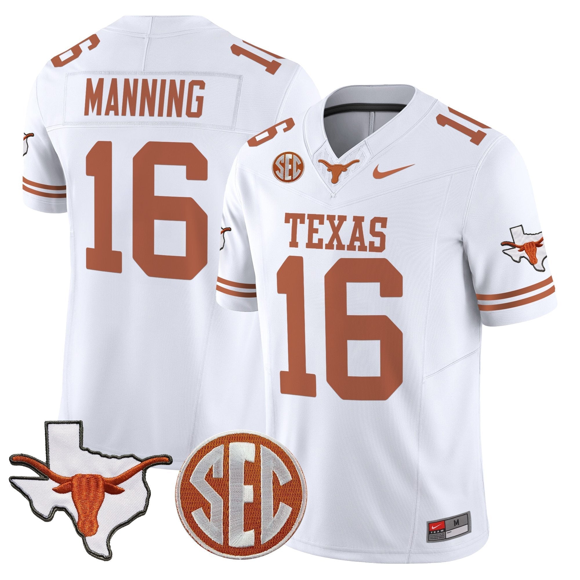 Texas Longhorns 2025 State Map & SEC Patch Vapor Limited Jersey - All Stitched