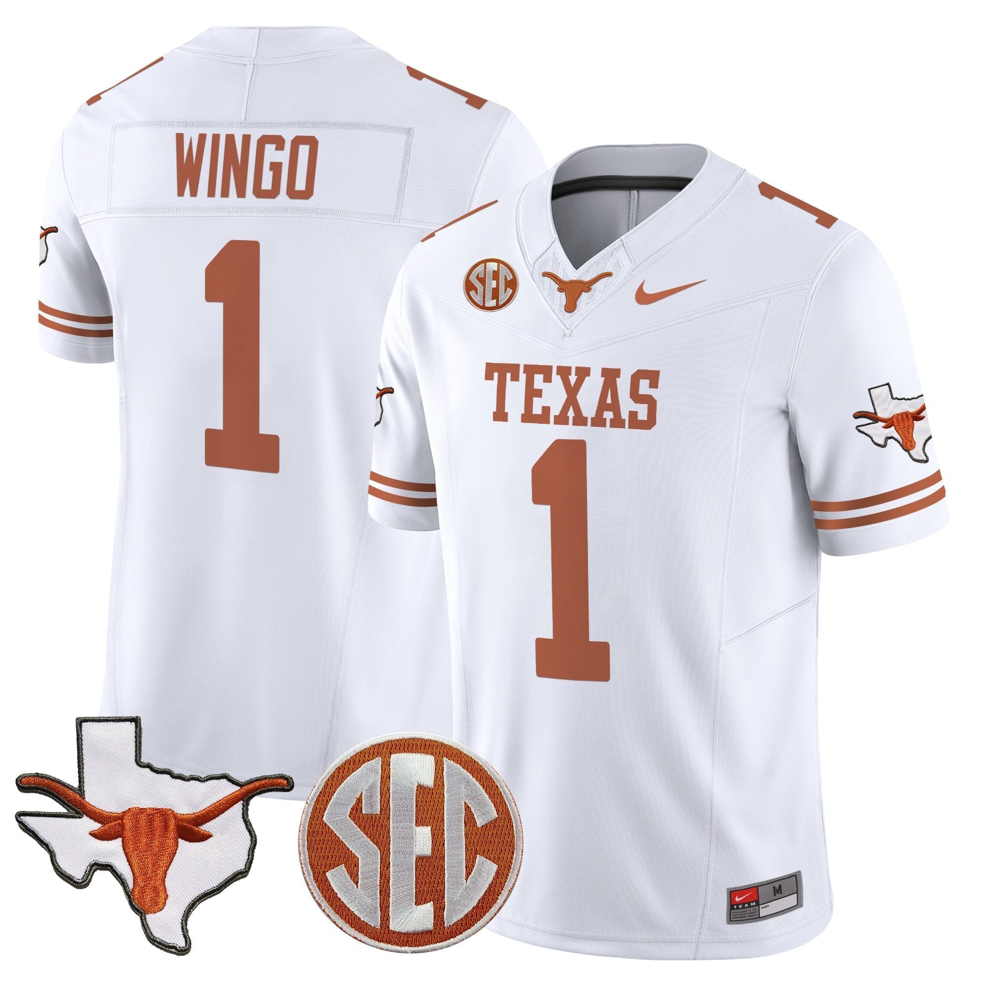 Texas Longhorns 2025 State Map & SEC Patch Vapor Limited Jersey - All Stitched
