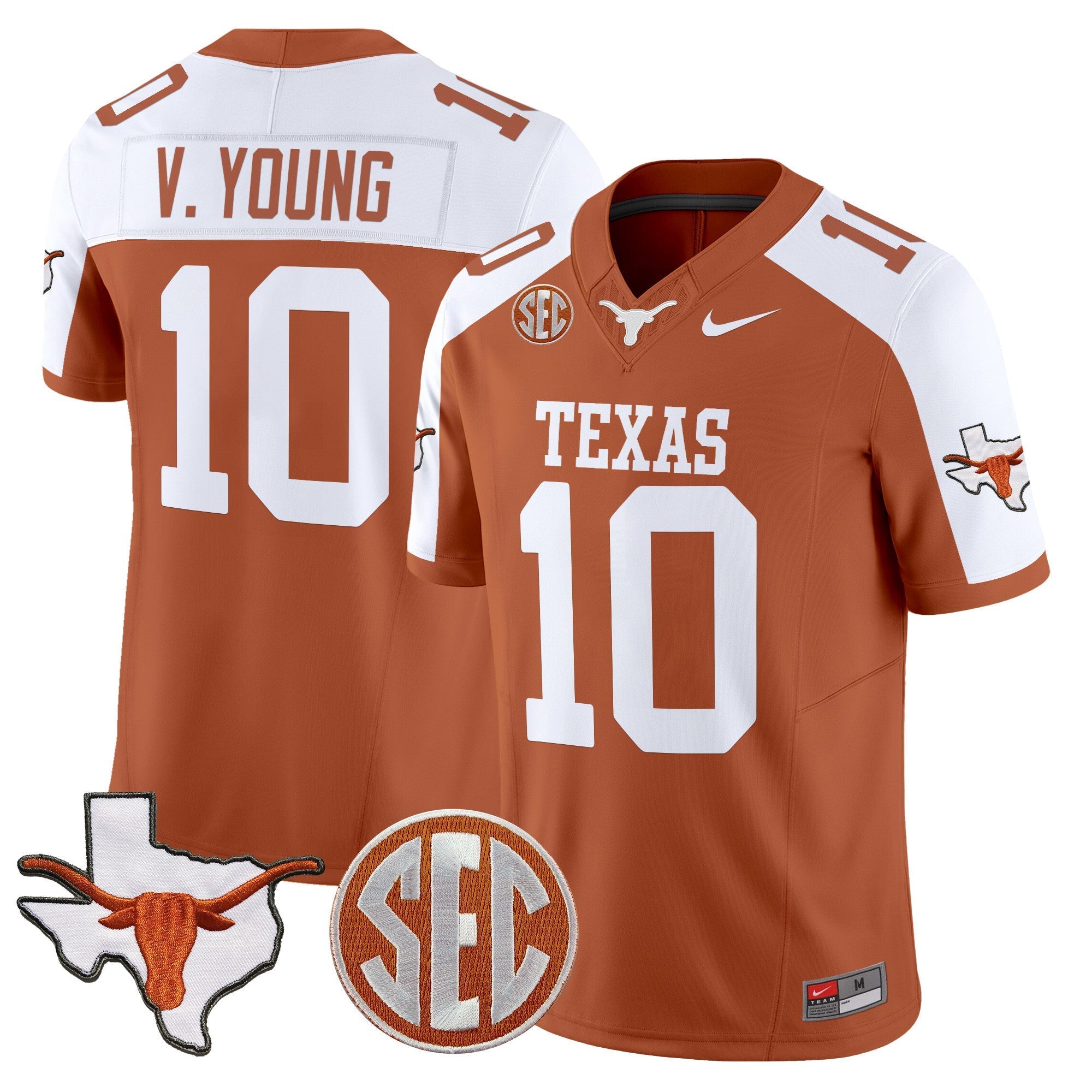 Texas Longhorns 2025 State Map & SEC Patch Vapor Limited Jersey - All Stitched