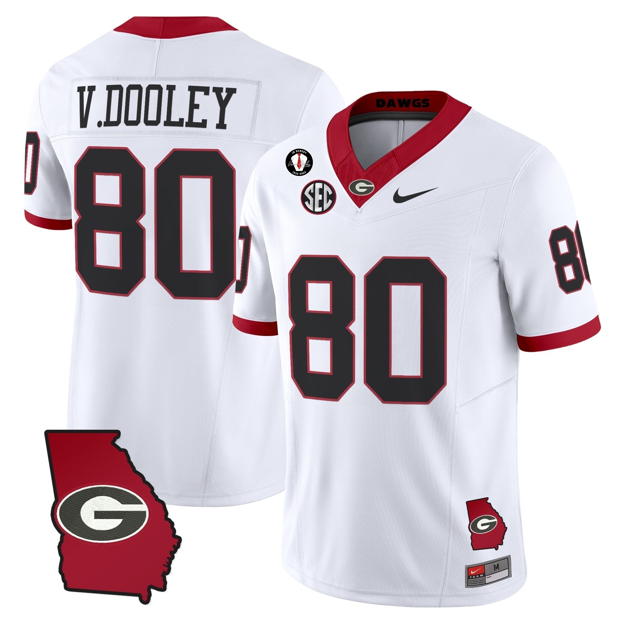 Georgia Bulldogs 2025 Georgia Map & Vince Dooley Patch Vapor Limited Jersey - All Stitched
