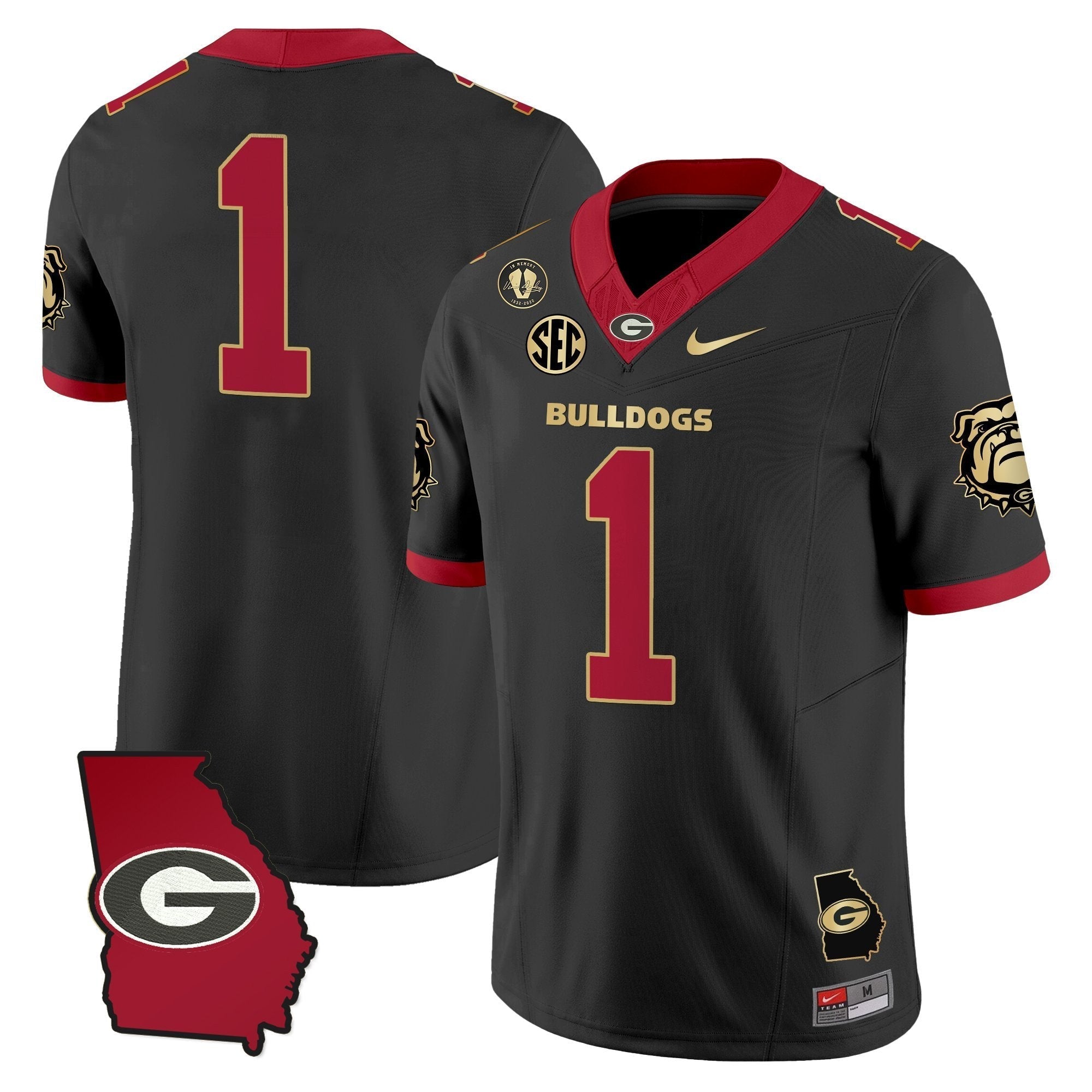 Georgia Bulldogs 2025 Georgia Map & Vince Dooley Patch Vapor Limited Jersey - All Stitched