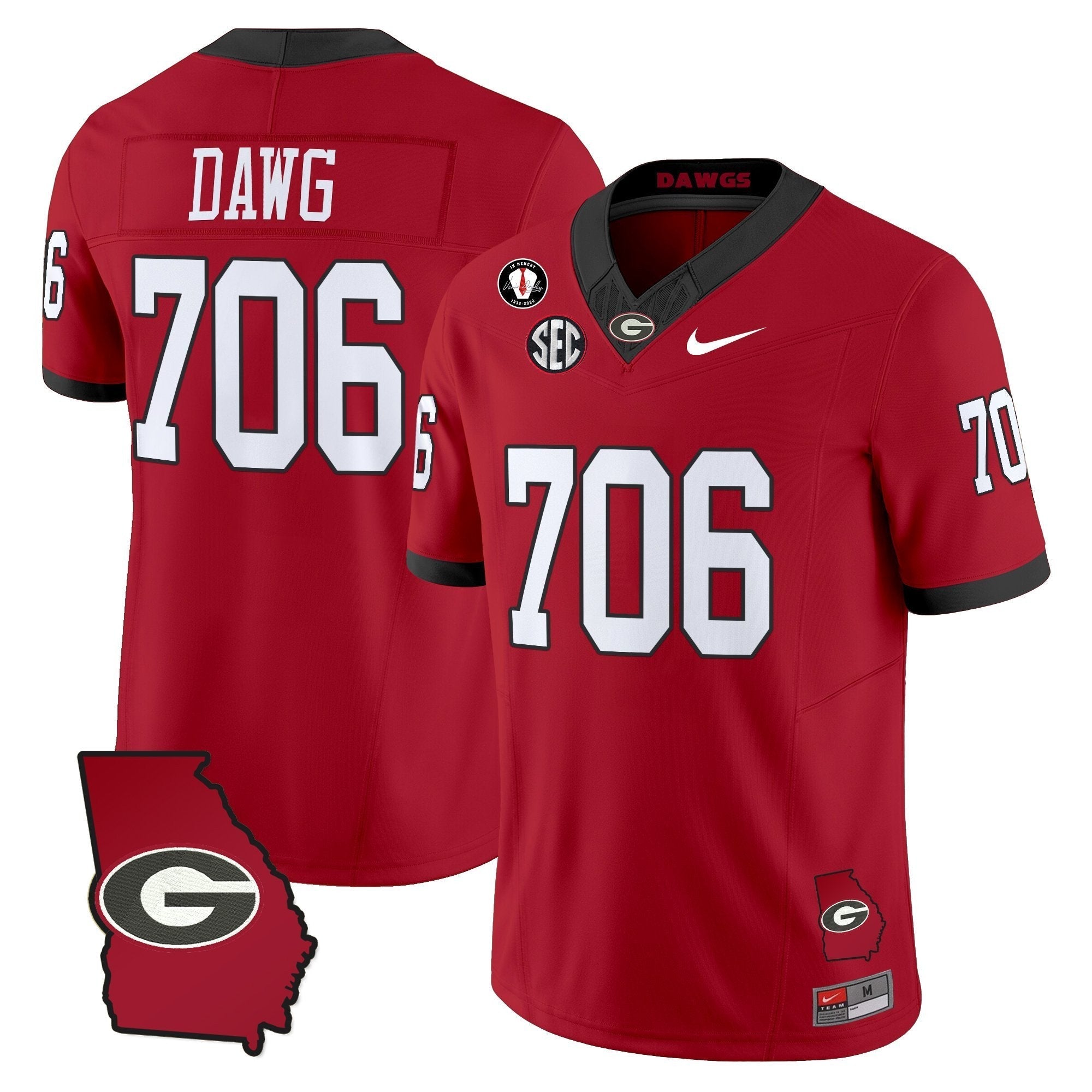 Georgia Bulldogs 2025 Georgia Map & Vince Dooley Patch Vapor Limited Jersey - All Stitched
