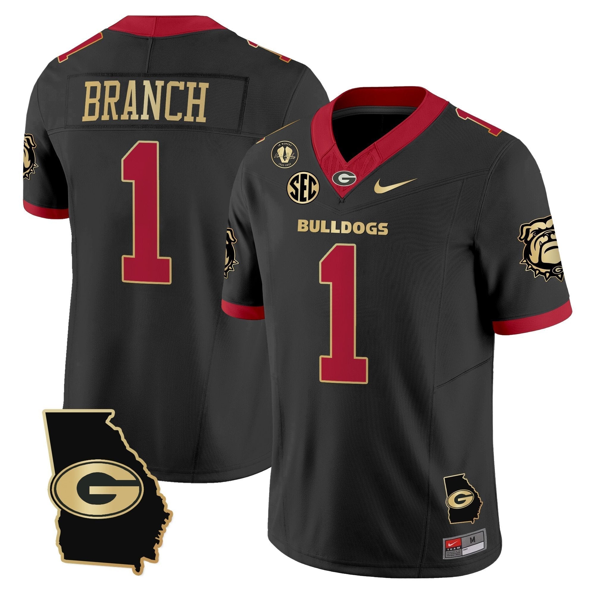 Georgia Bulldogs 2025 Georgia Map & Vince Dooley Patch Vapor Limited Jersey - All Stitched