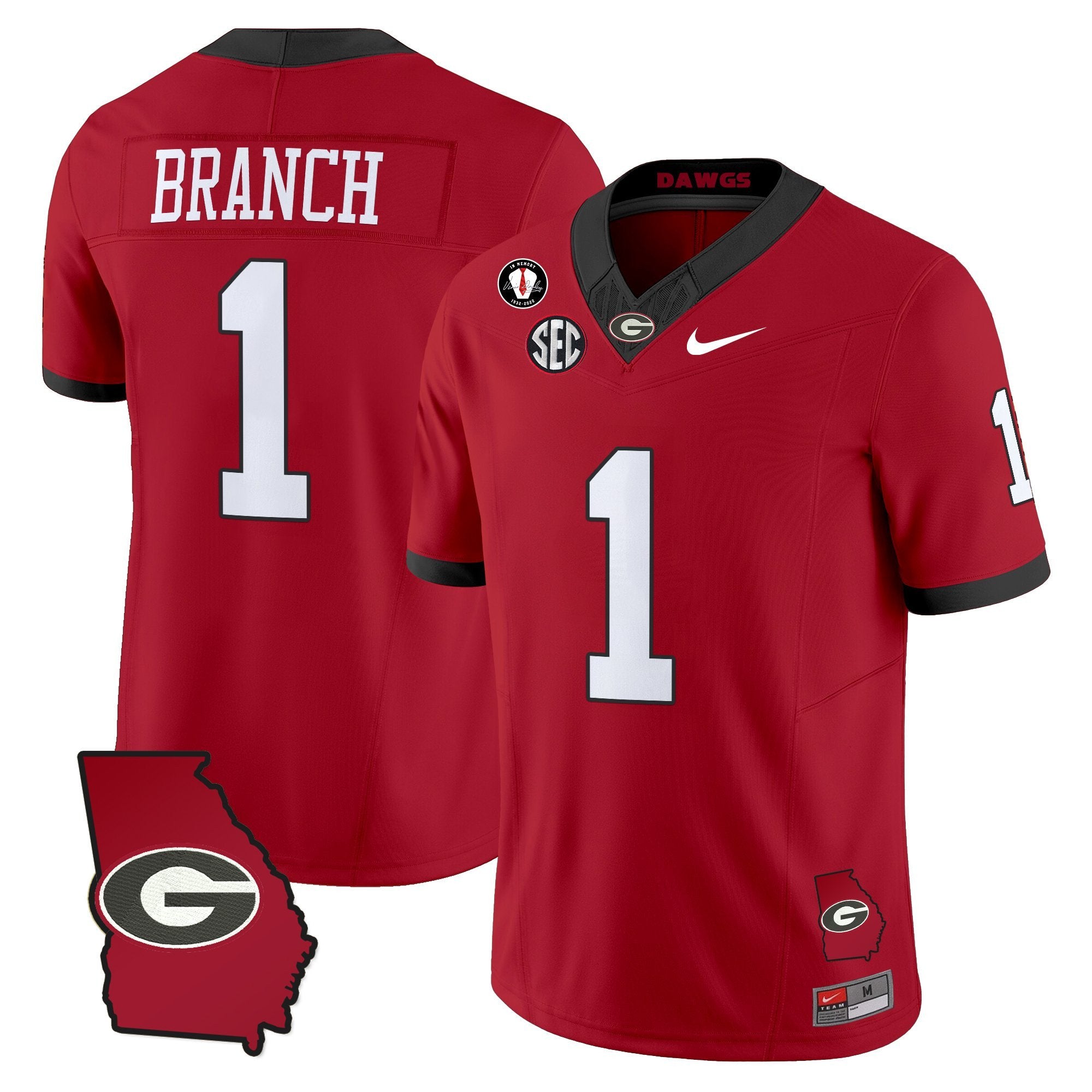 Georgia Bulldogs 2025 Georgia Map & Vince Dooley Patch Vapor Limited Jersey - All Stitched