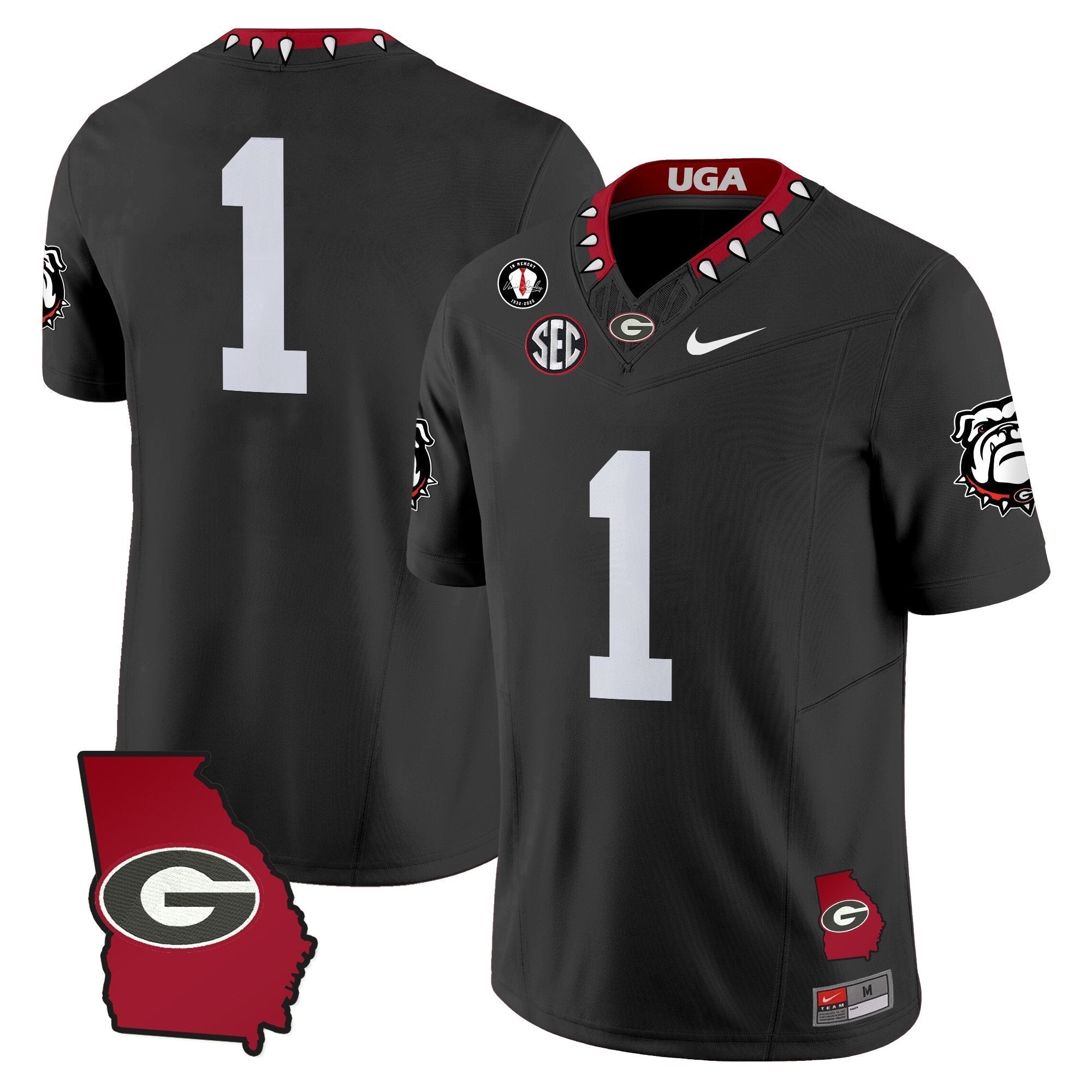 Georgia Bulldogs 2025 Georgia Map & Vince Dooley Patch Vapor Limited Jersey - All Stitched