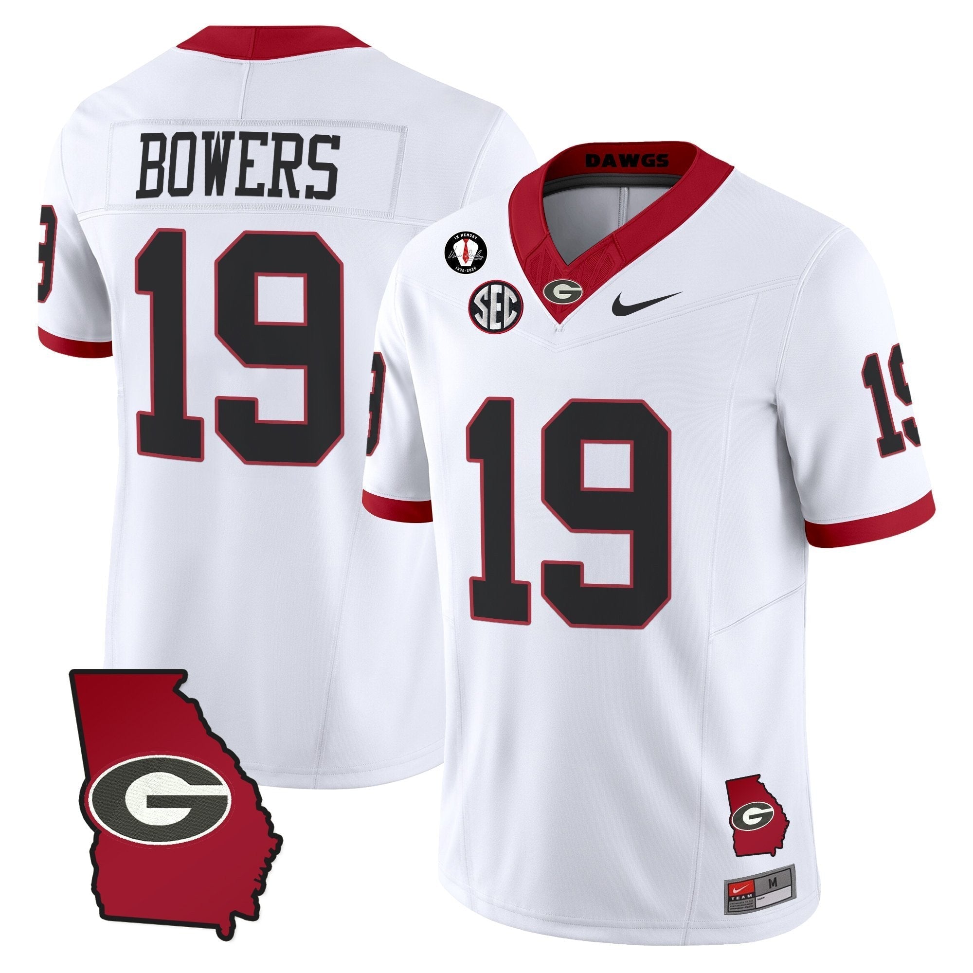 Georgia Bulldogs 2025 Georgia Map & Vince Dooley Patch Vapor Limited Jersey - All Stitched