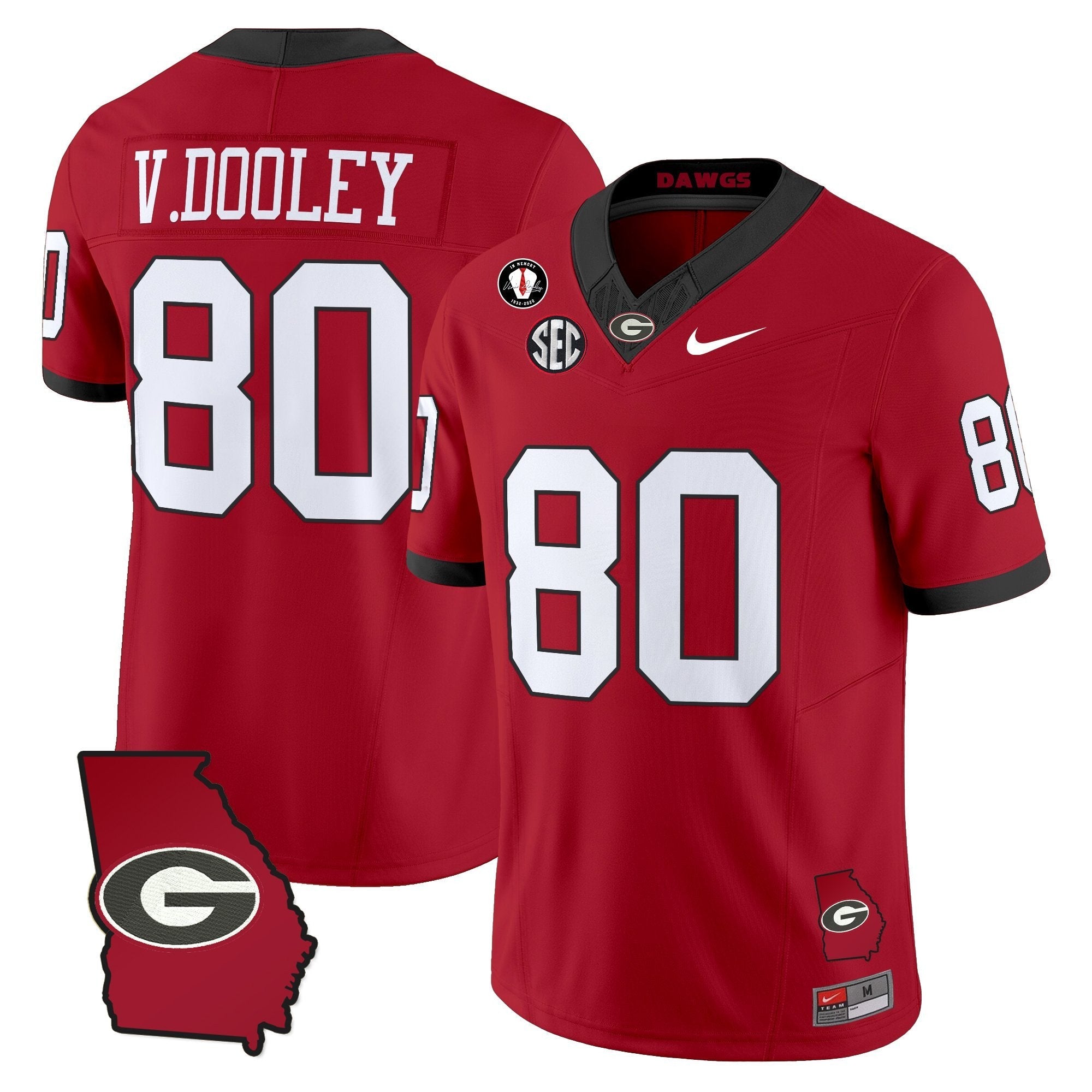 Georgia Bulldogs 2025 Georgia Map & Vince Dooley Patch Vapor Limited Jersey - All Stitched