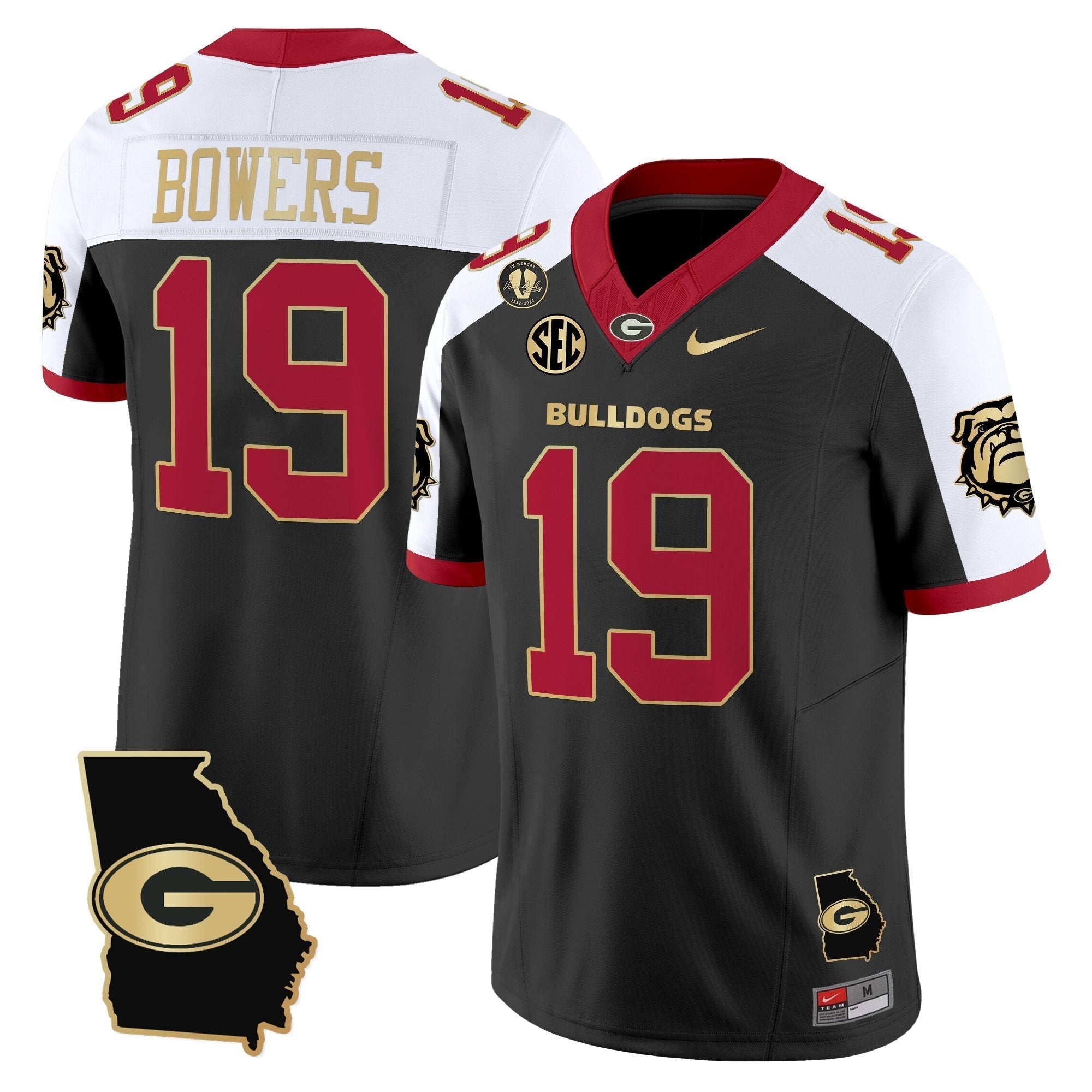 Georgia Bulldogs 2025 Georgia Map & Vince Dooley Patch Vapor Limited Jersey - All Stitched