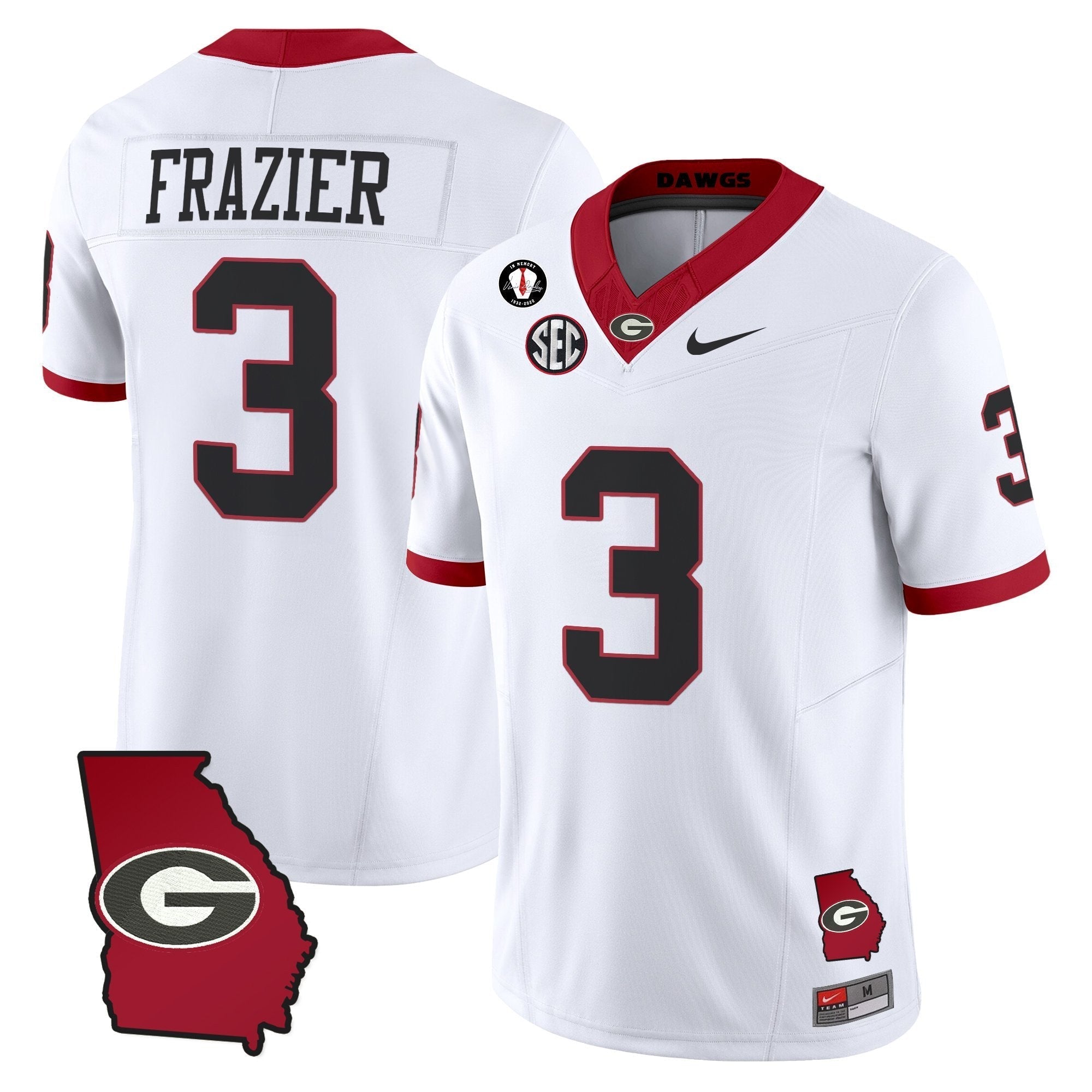 Georgia Bulldogs 2025 Georgia Map & Vince Dooley Patch Vapor Limited Jersey - All Stitched
