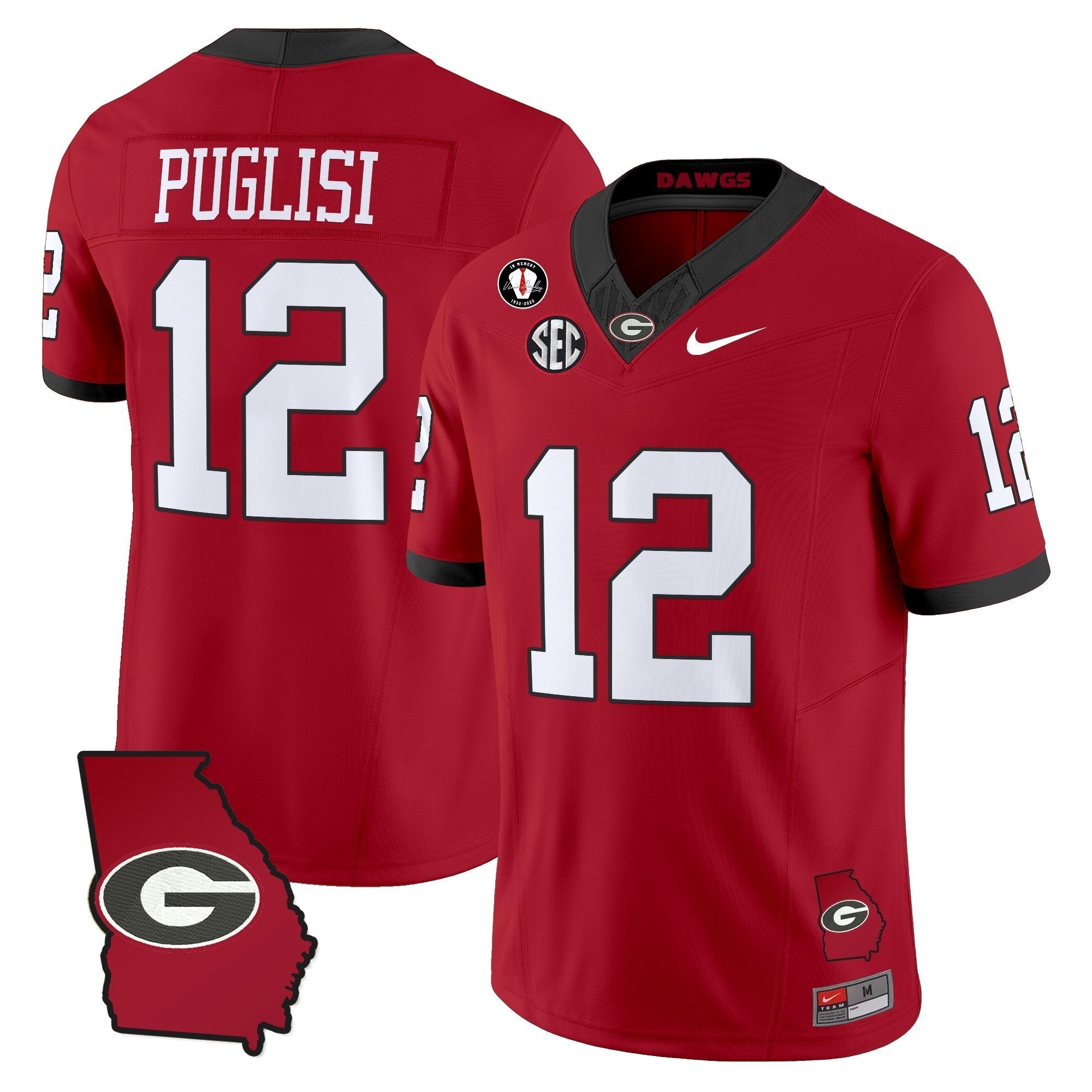 Georgia Bulldogs 2025 Georgia Map & Vince Dooley Patch Vapor Limited Jersey - All Stitched