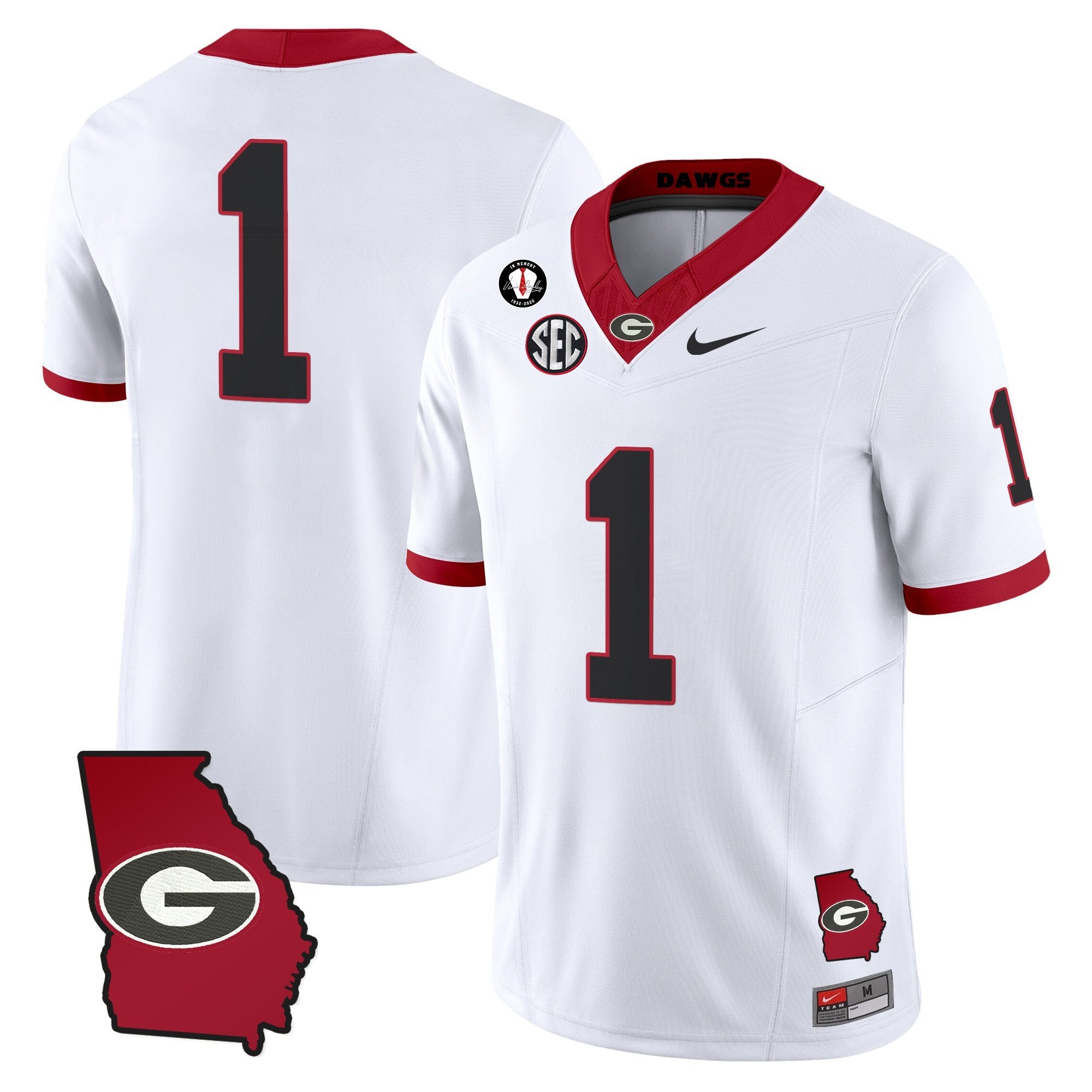 Georgia Bulldogs 2025 Georgia Map & Vince Dooley Patch Vapor Limited Jersey - All Stitched