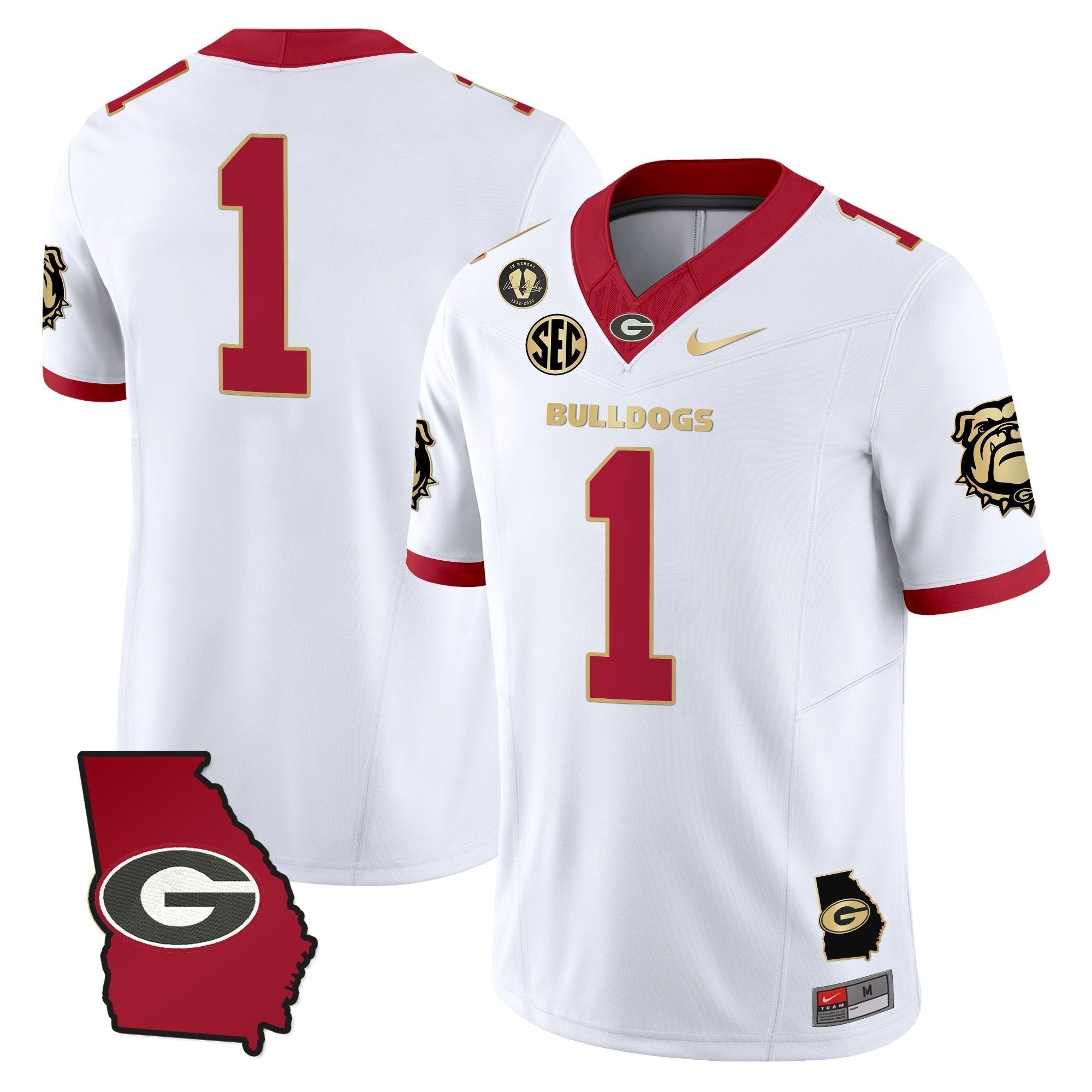 Georgia Bulldogs 2025 Georgia Map & Vince Dooley Patch Vapor Limited Jersey - All Stitched