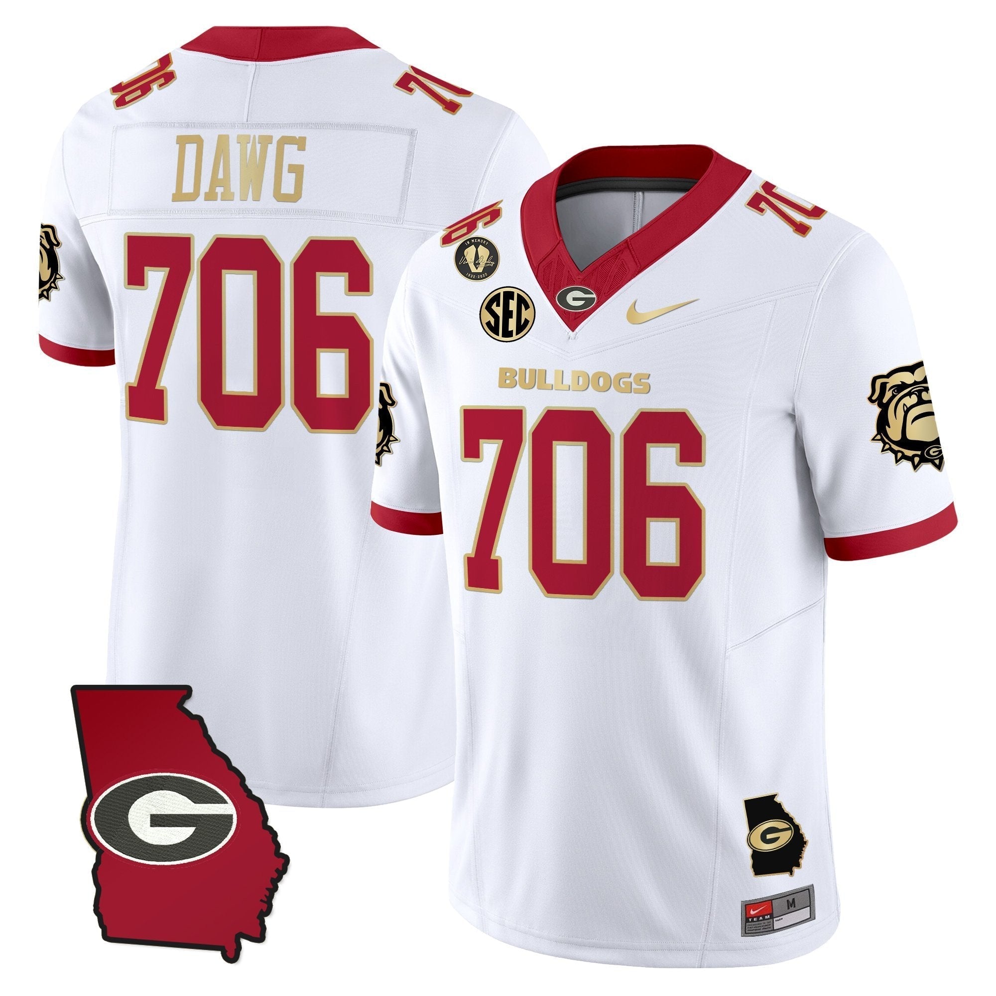 Georgia Bulldogs 2025 Georgia Map & Vince Dooley Patch Vapor Limited Jersey - All Stitched