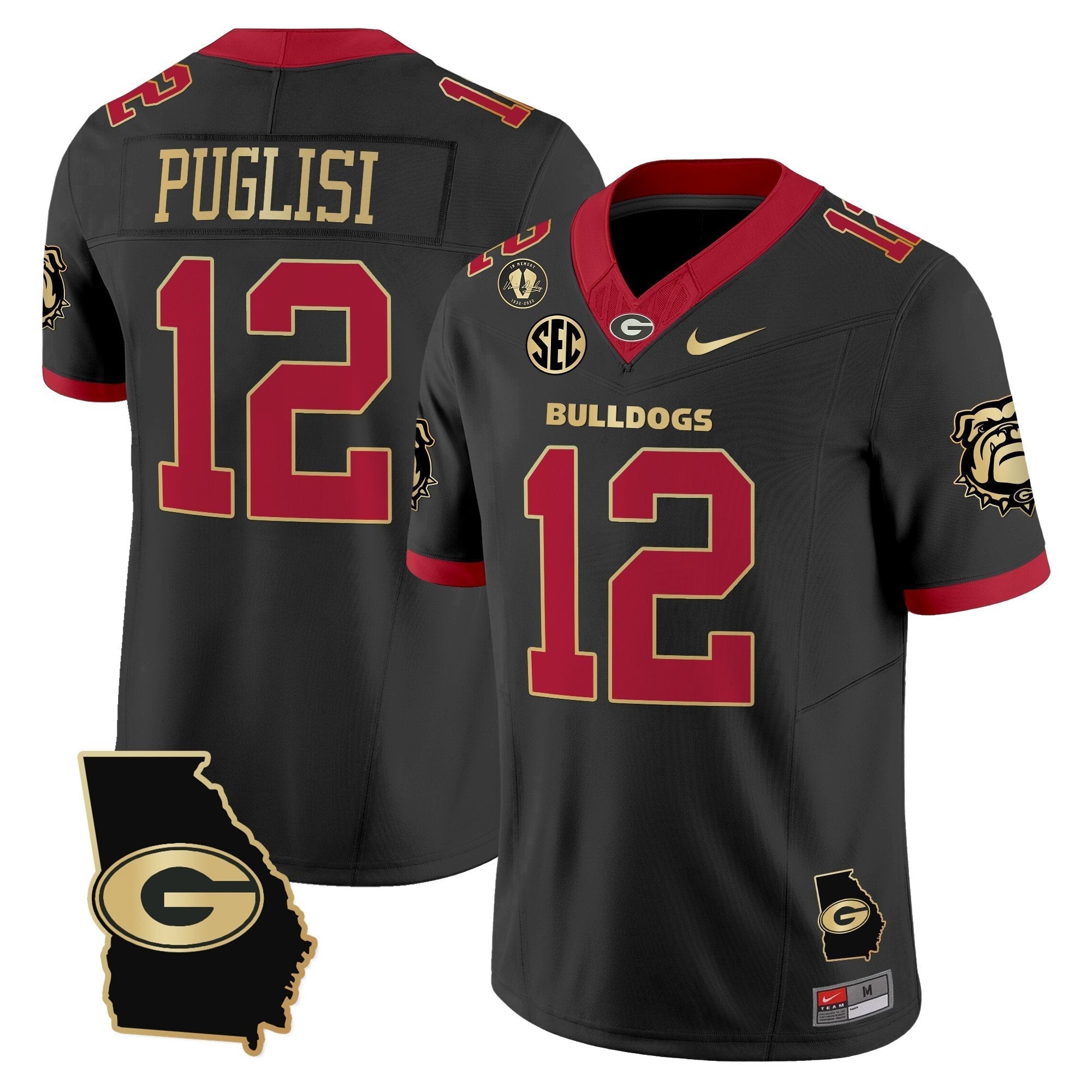 Georgia Bulldogs 2025 Georgia Map & Vince Dooley Patch Vapor Limited Jersey - All Stitched