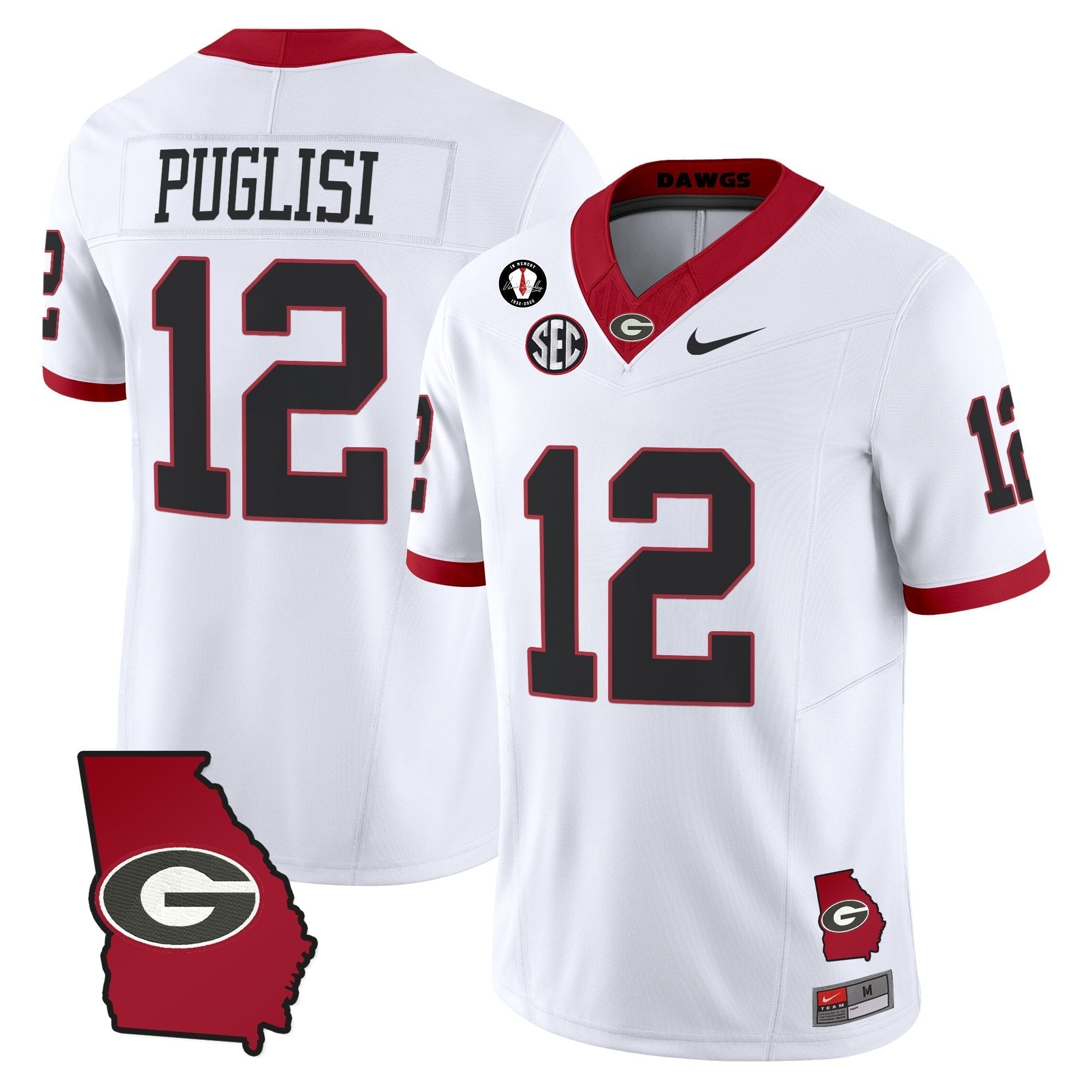 Georgia Bulldogs 2025 Georgia Map & Vince Dooley Patch Vapor Limited Jersey - All Stitched