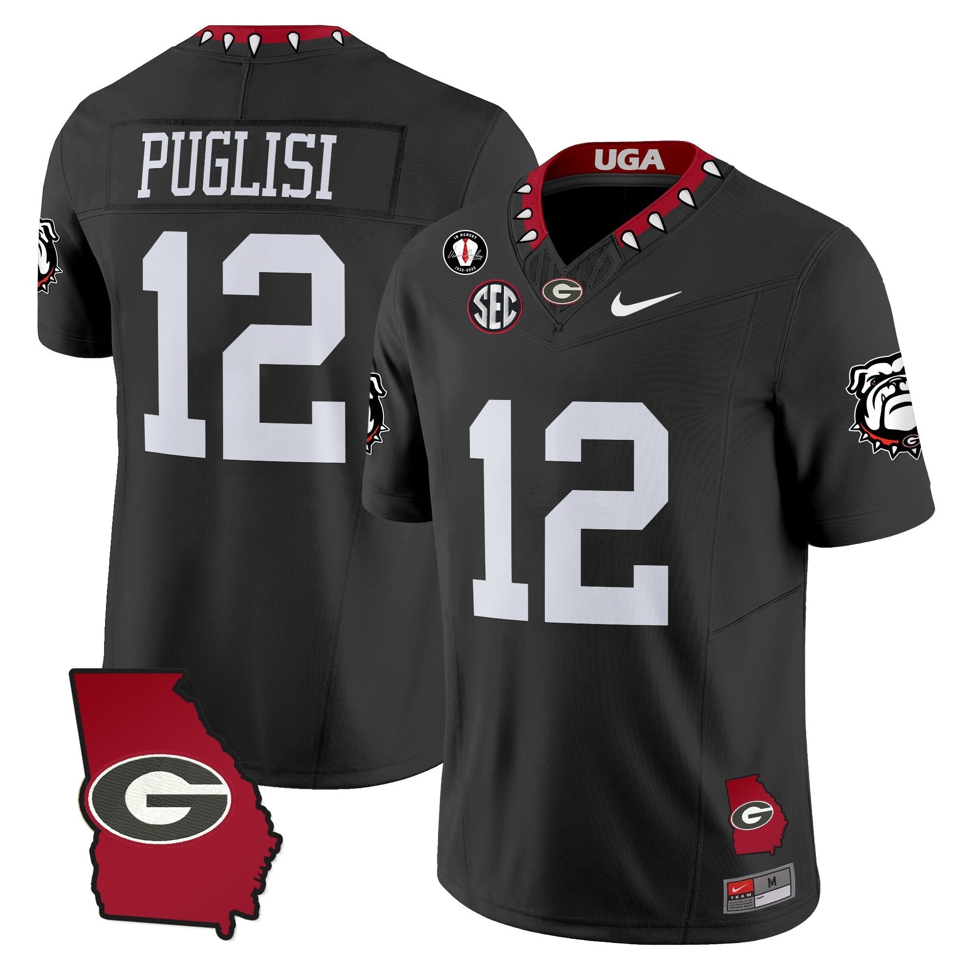 Georgia Bulldogs 2025 Georgia Map & Vince Dooley Patch Vapor Limited Jersey - All Stitched