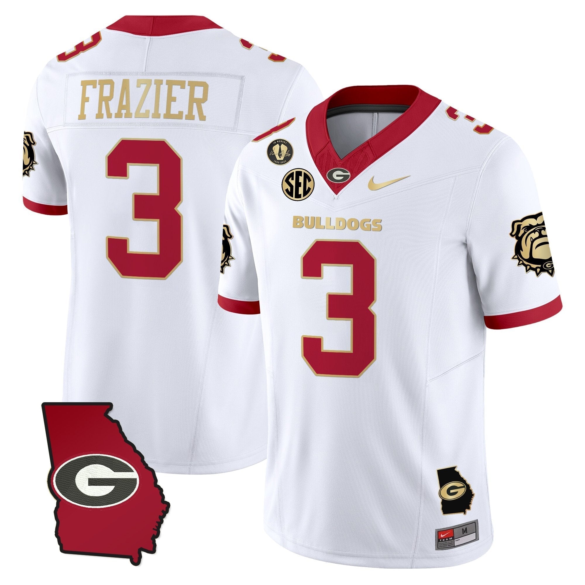 Georgia Bulldogs 2025 Georgia Map & Vince Dooley Patch Vapor Limited Jersey - All Stitched