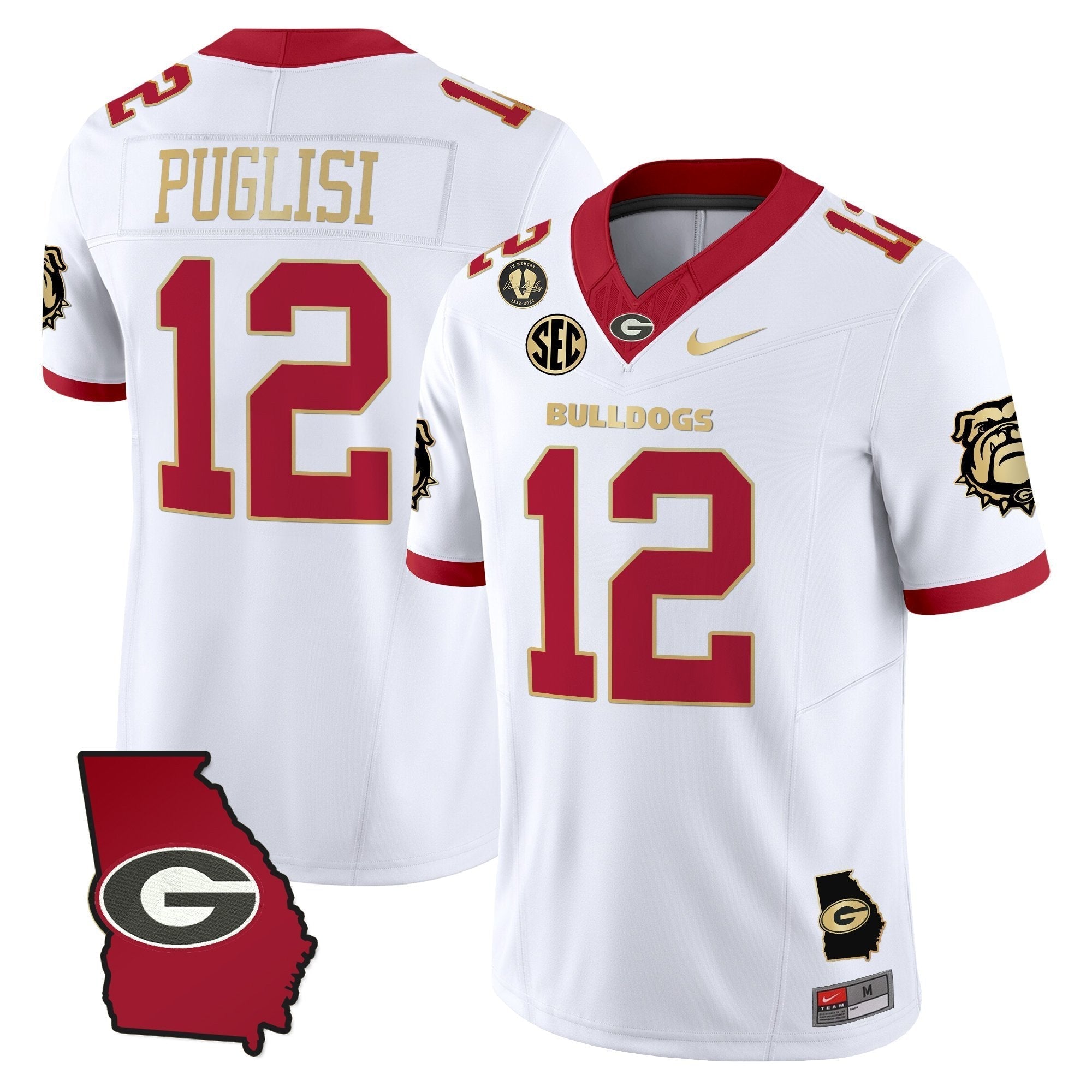 Georgia Bulldogs 2025 Georgia Map & Vince Dooley Patch Vapor Limited Jersey - All Stitched