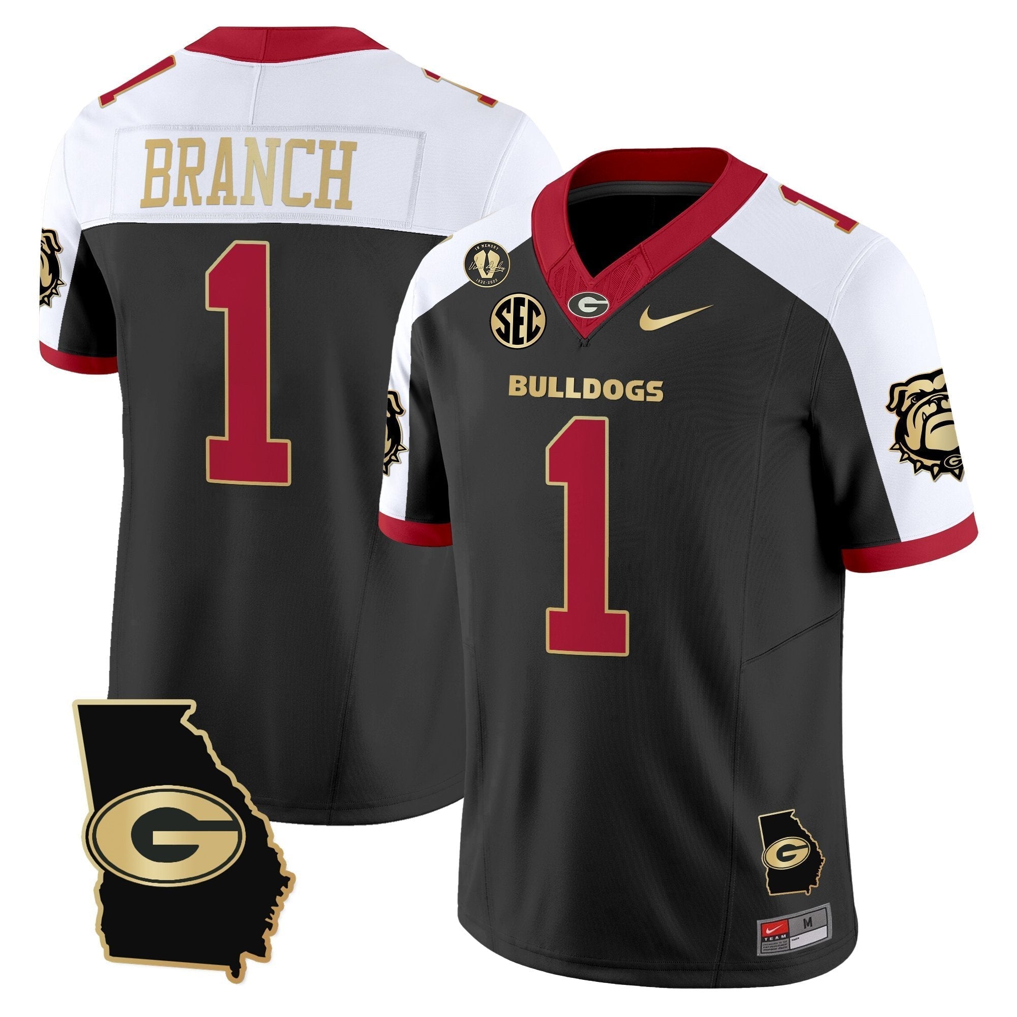 Georgia Bulldogs 2025 Georgia Map & Vince Dooley Patch Vapor Limited Jersey - All Stitched