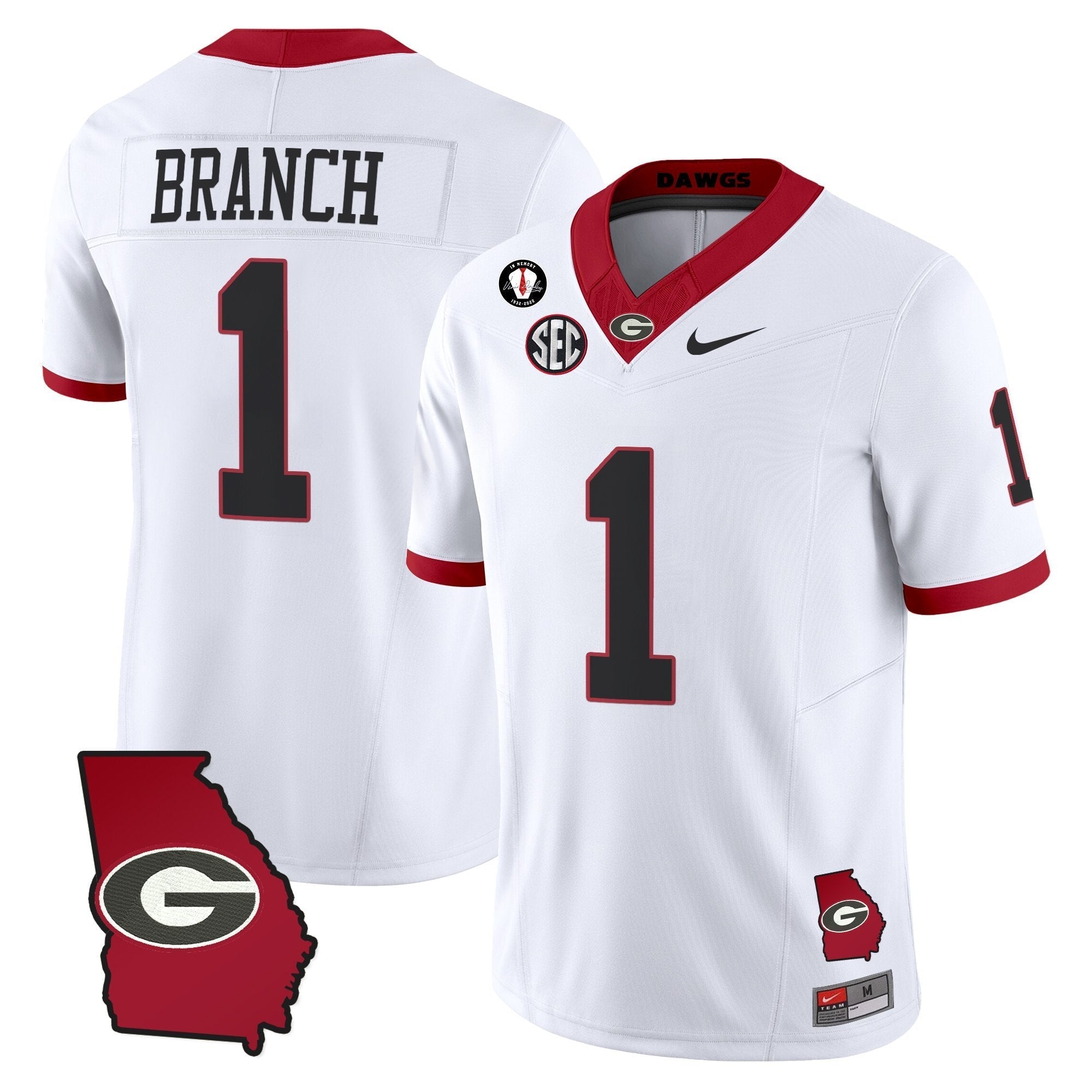 Georgia Bulldogs 2025 Georgia Map & Vince Dooley Patch Vapor Limited Jersey - All Stitched