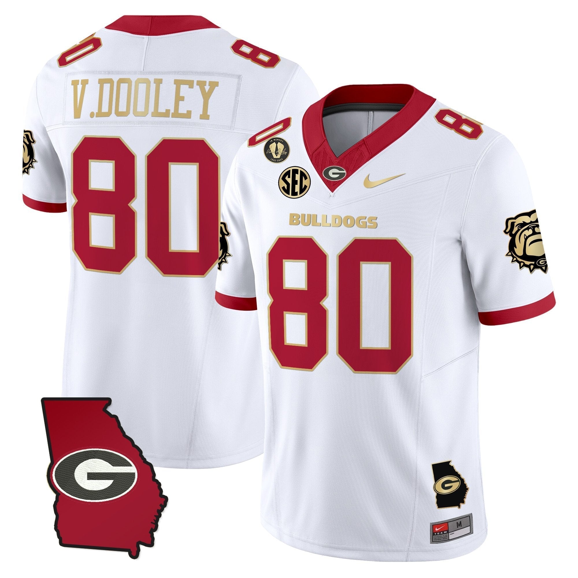 Georgia Bulldogs 2025 Georgia Map & Vince Dooley Patch Vapor Limited Jersey - All Stitched