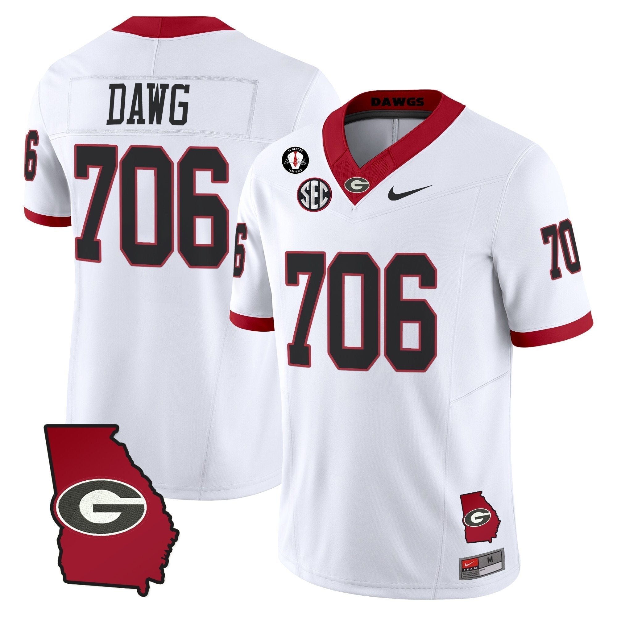 Georgia Bulldogs 2025 Georgia Map & Vince Dooley Patch Vapor Limited Jersey - All Stitched