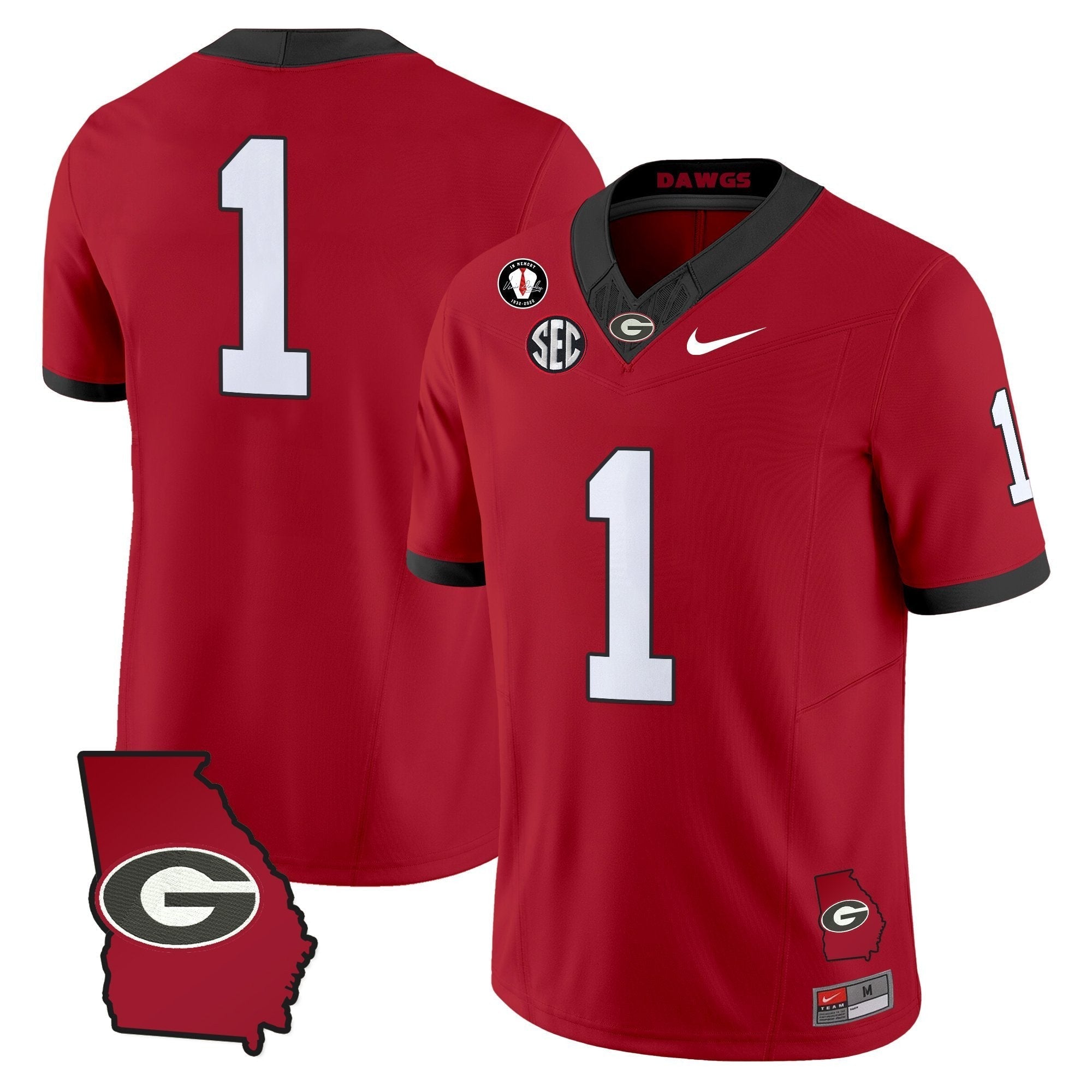 Georgia Bulldogs 2025 Georgia Map & Vince Dooley Patch Vapor Limited Jersey - All Stitched