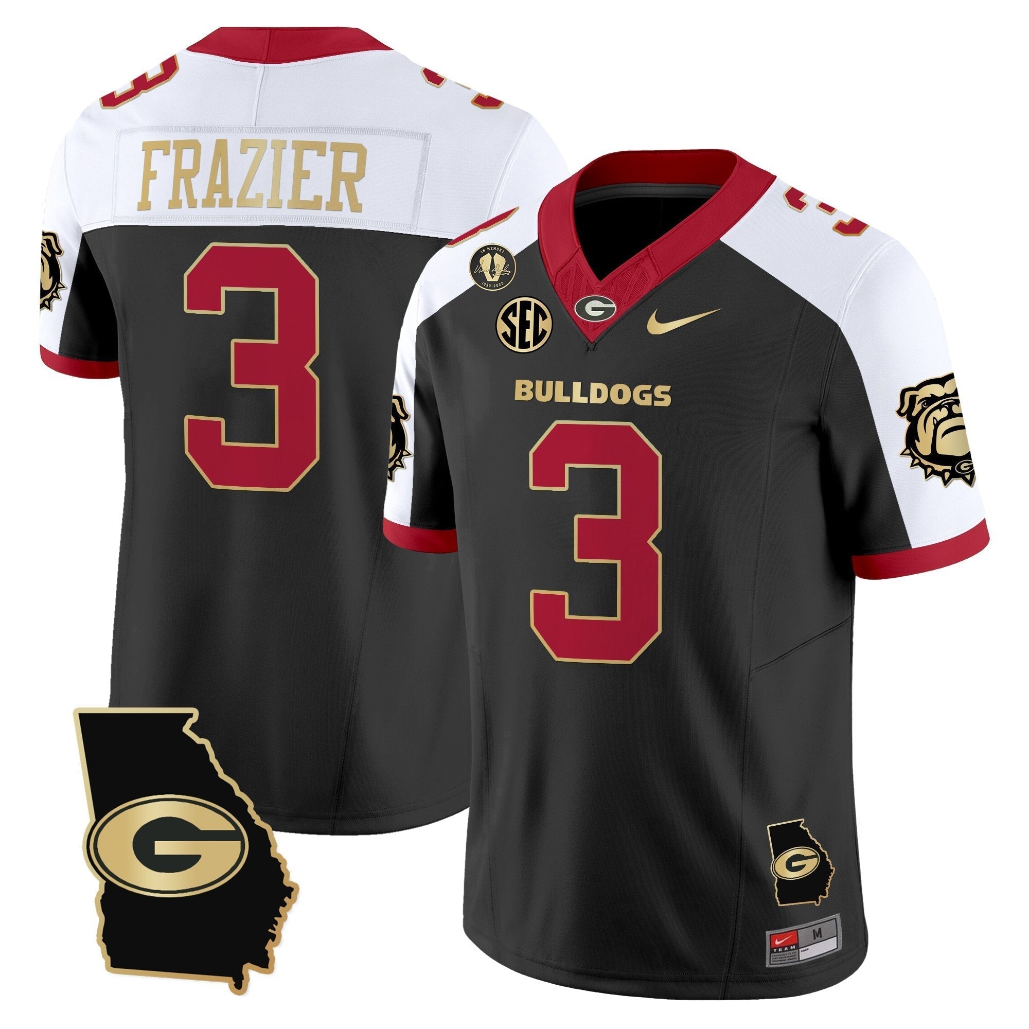 Georgia Bulldogs 2025 Georgia Map & Vince Dooley Patch Vapor Limited Jersey - All Stitched