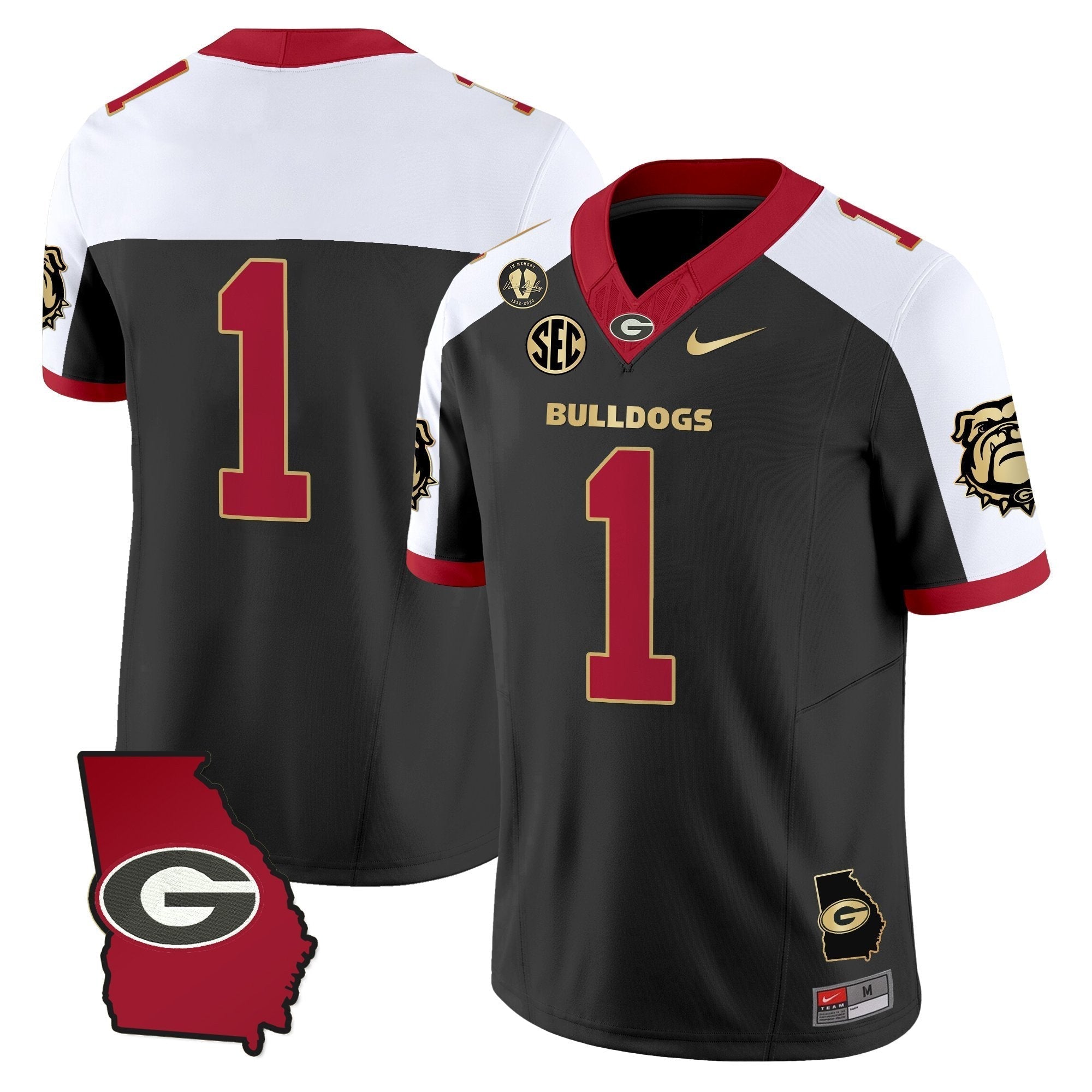 Georgia Bulldogs 2025 Georgia Map & Vince Dooley Patch Vapor Limited Jersey - All Stitched