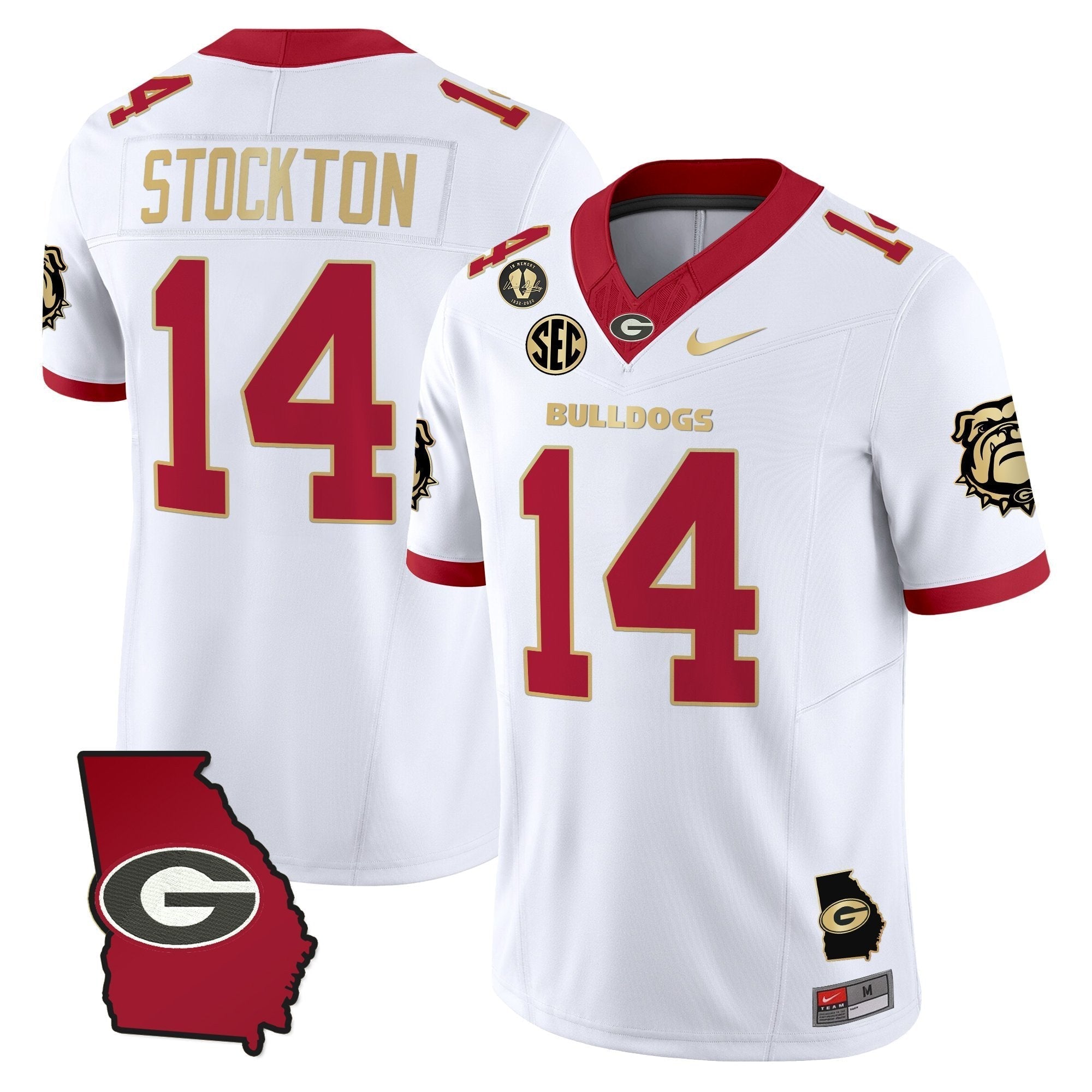 Georgia Bulldogs 2025 Georgia Map & Vince Dooley Patch Vapor Limited Jersey - All Stitched