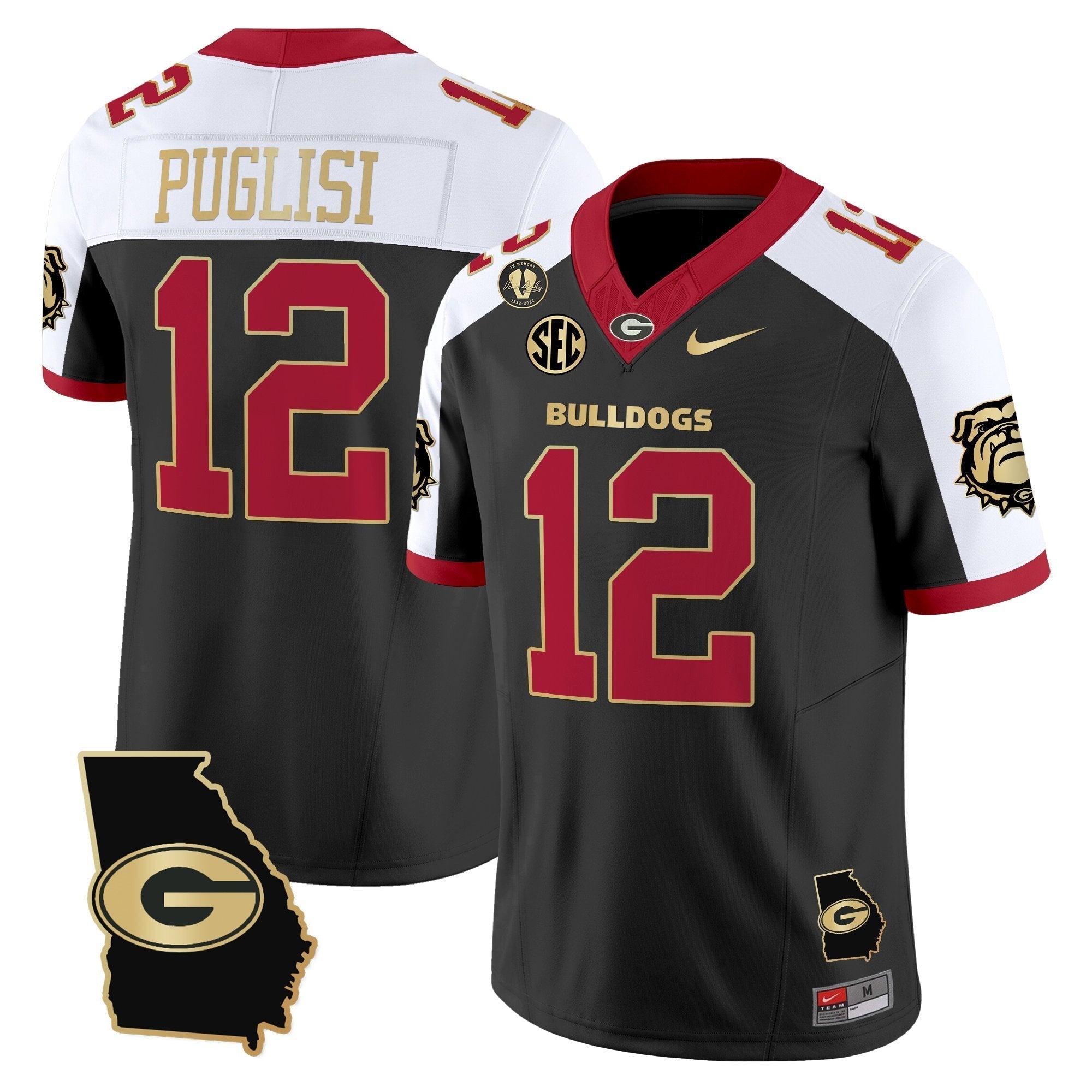 Georgia Bulldogs 2025 Georgia Map & Vince Dooley Patch Vapor Limited Jersey - All Stitched