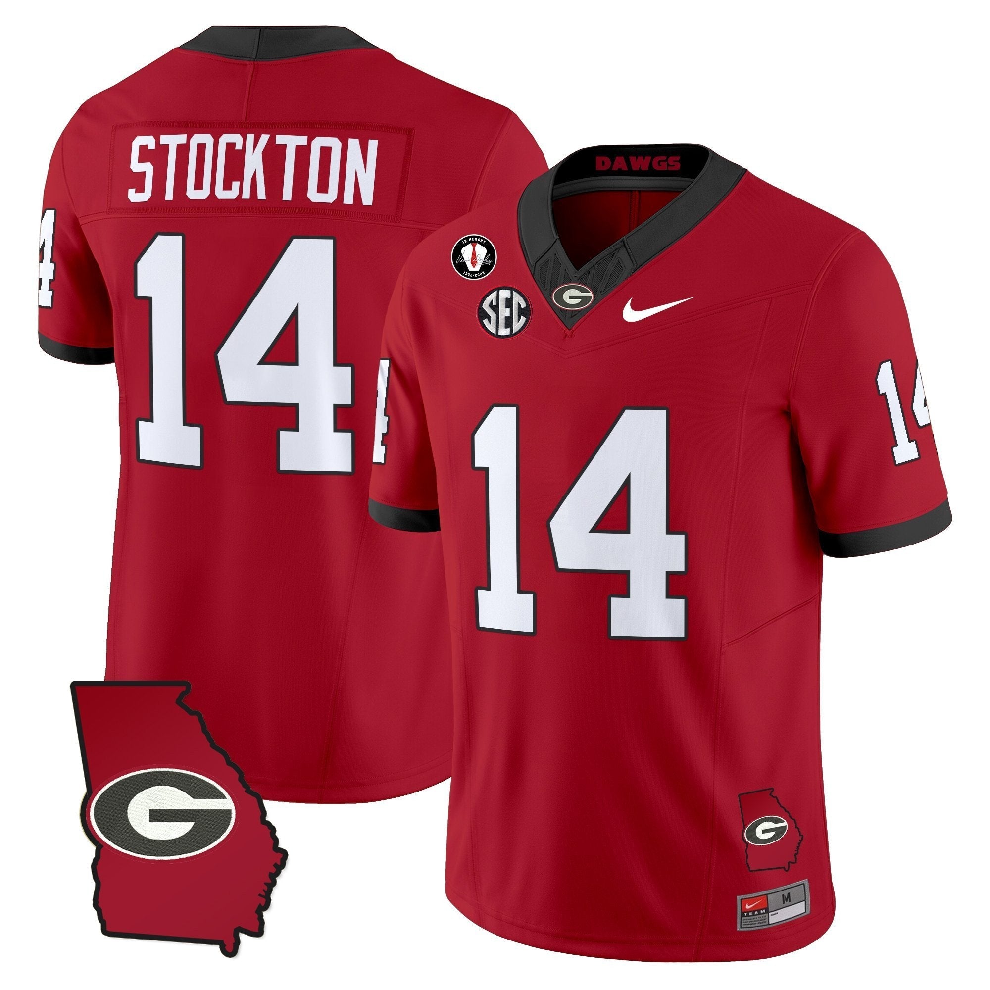 Georgia Bulldogs 2025 Georgia Map & Vince Dooley Patch Vapor Limited Jersey - All Stitched