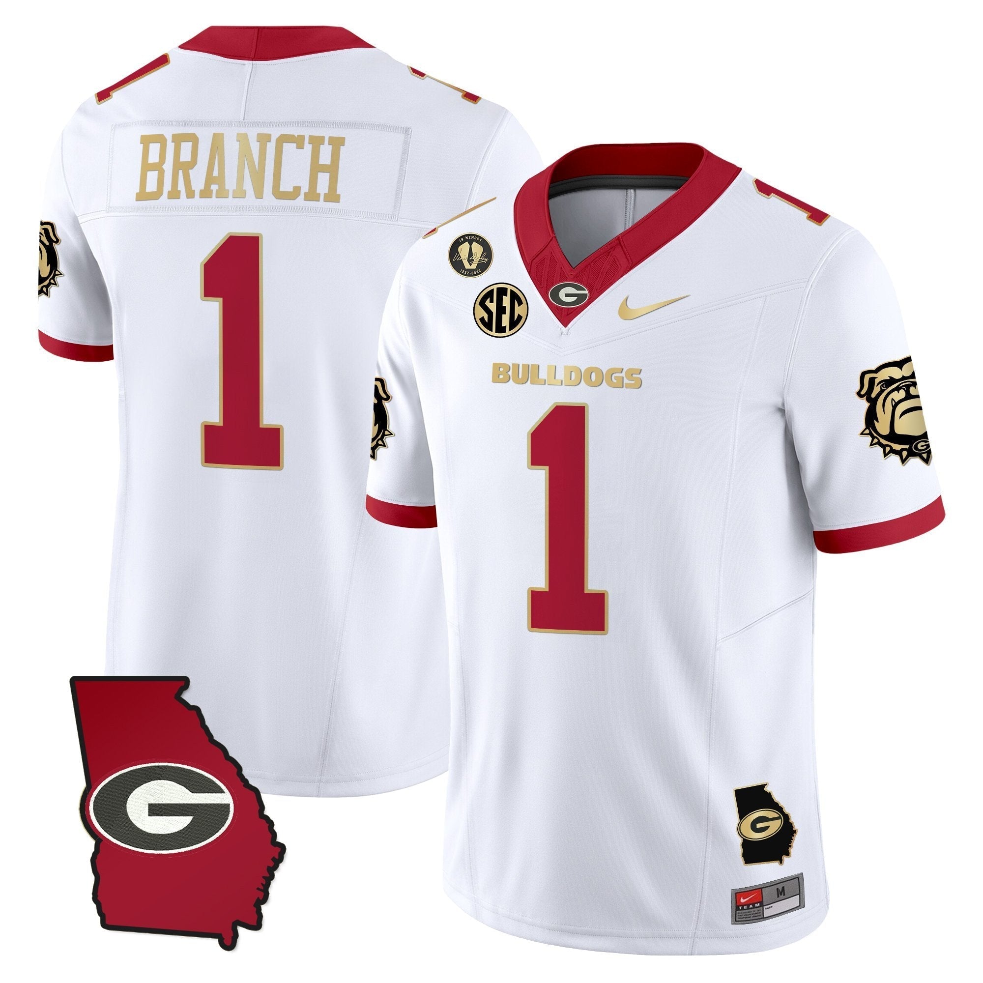 Georgia Bulldogs 2025 Georgia Map & Vince Dooley Patch Vapor Limited Jersey - All Stitched
