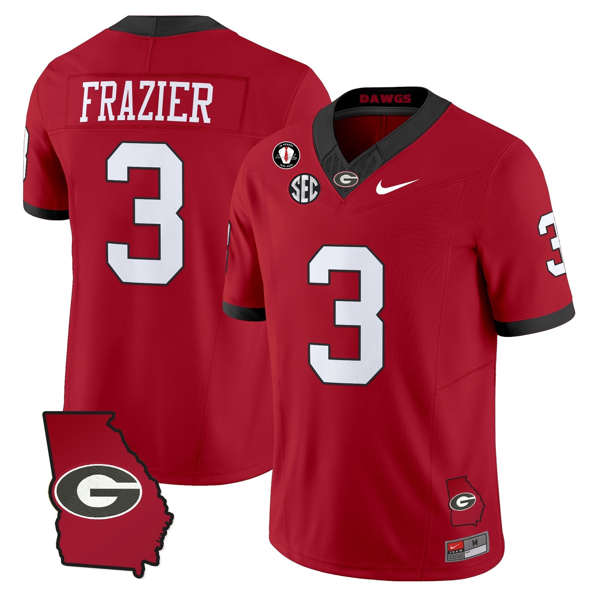 Georgia Bulldogs 2025 Georgia Map & Vince Dooley Patch Vapor Limited Jersey - All Stitched