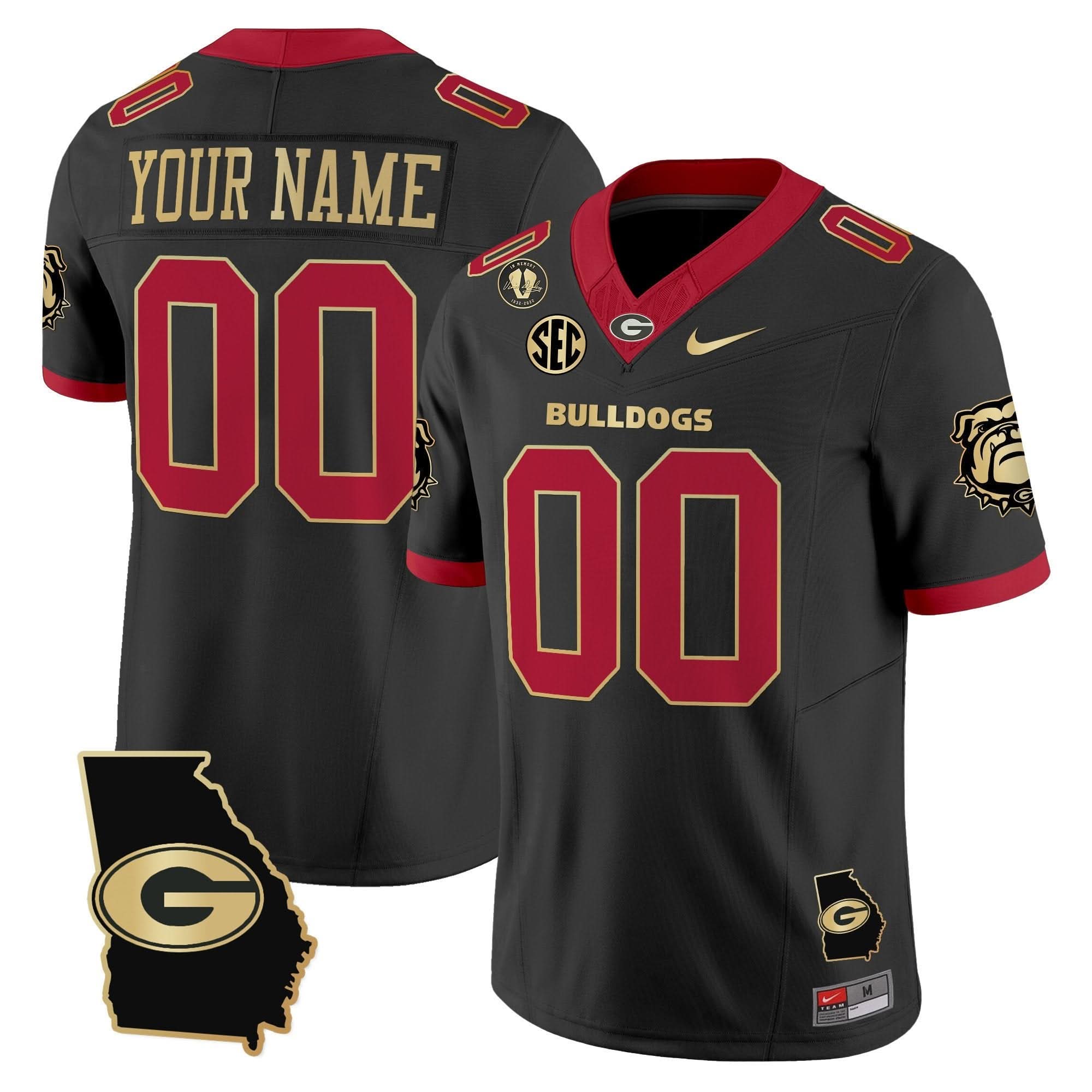 Custom Georgia Bulldogs Jersey 2025 Georgia Map & Vince Dooley Patch Vapor Limited All Stitched