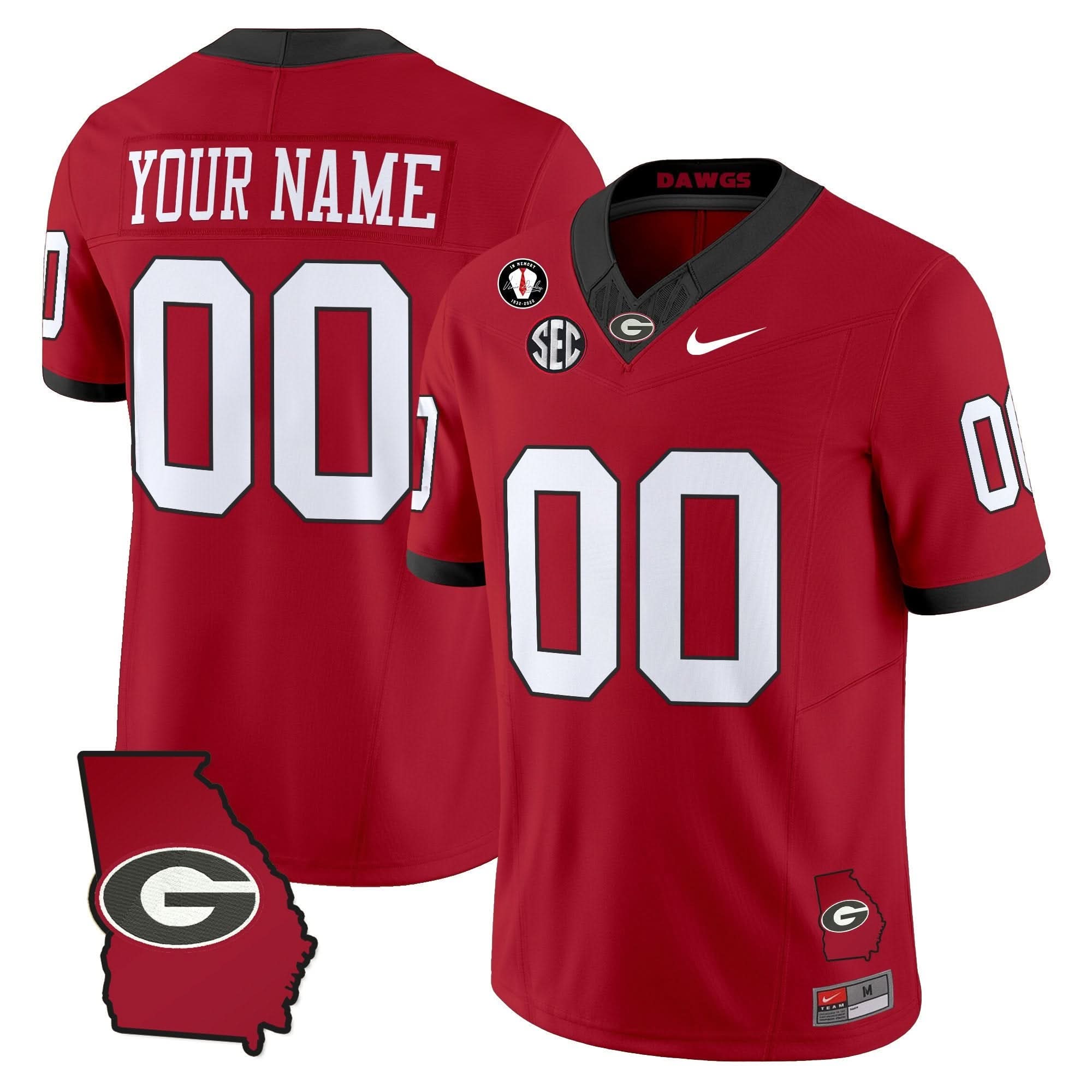 Custom Georgia Bulldogs Jersey 2025 Georgia Map & Vince Dooley Patch Vapor Limited All Stitched