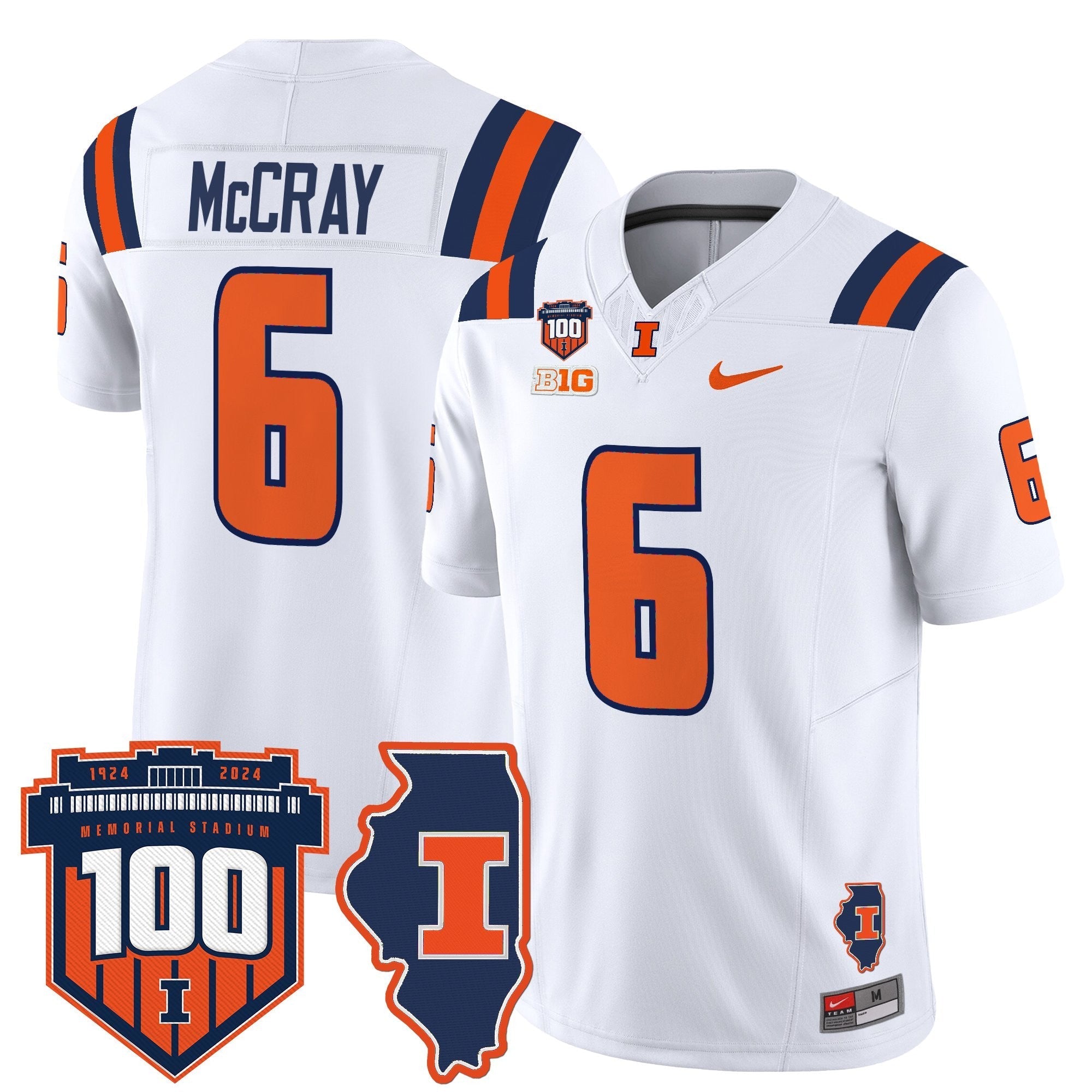 Illinois Fighting Illini 100th Memorial Stadium Patch Vapor Limited Jersey - All Stitched