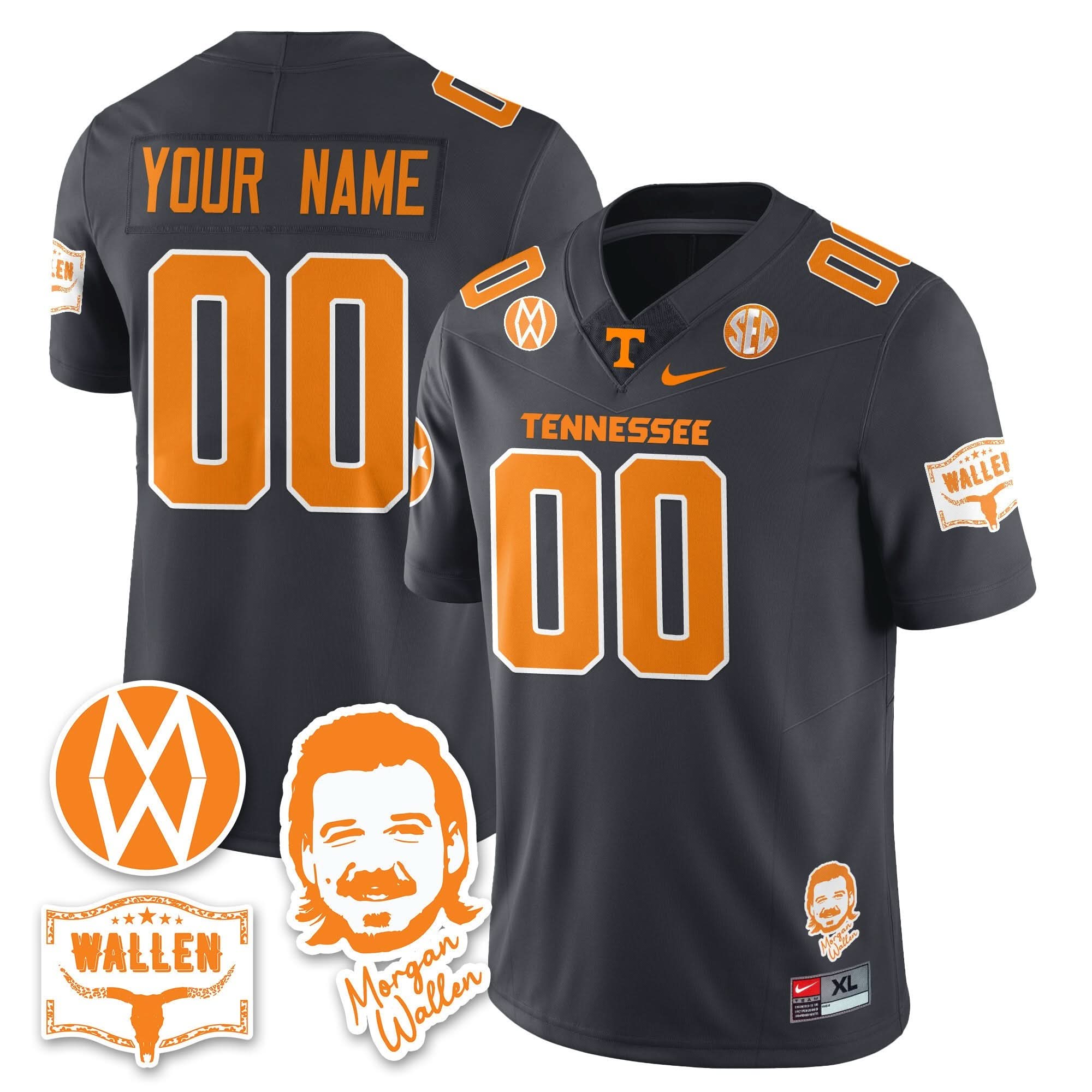 Custom Tennessee Volunteers Jersey Name, Number Morgan Wallen 2025 All Stitched