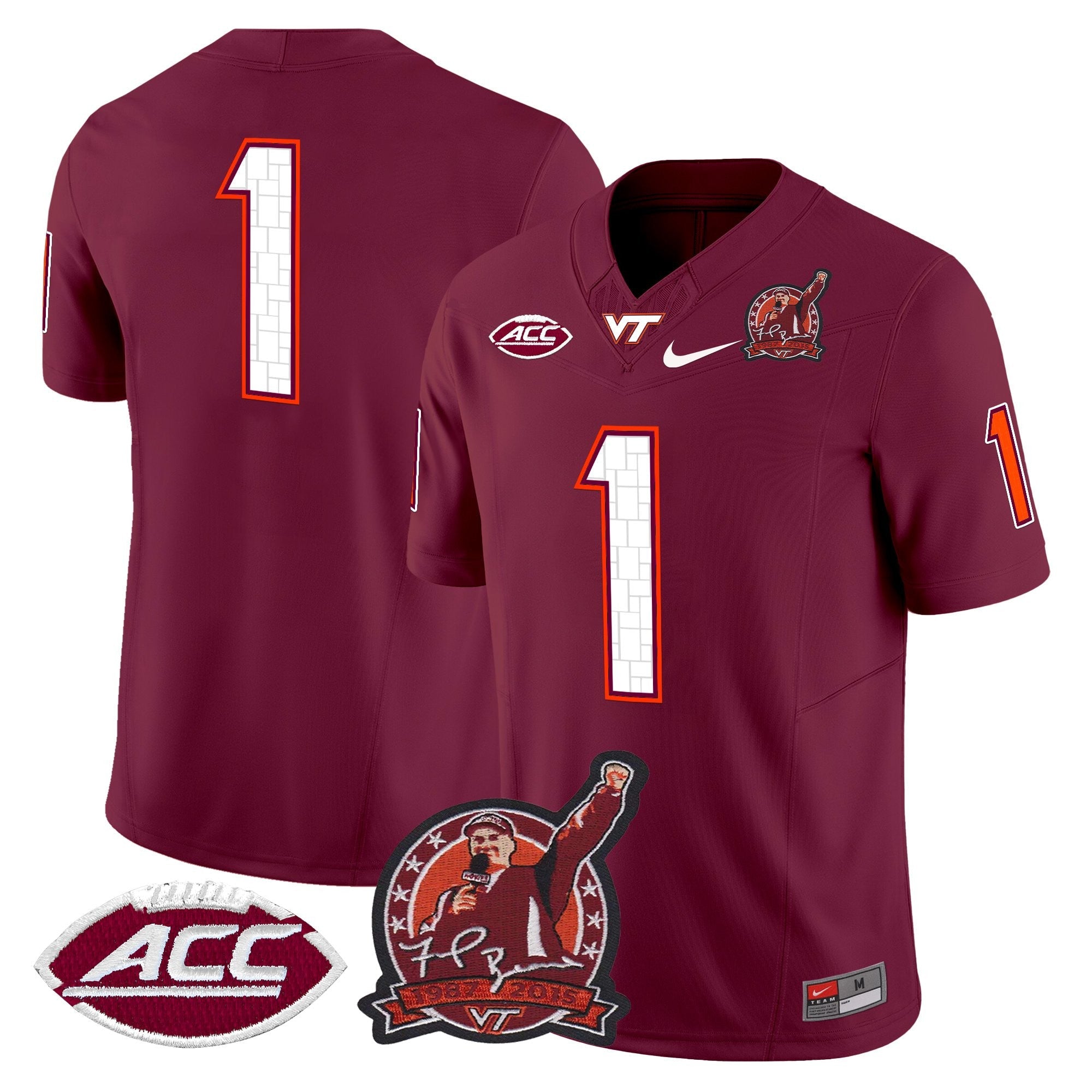 Virginia Tech Hokies Coach Frank Beamer Patch 2025 Vapor Limited Jersey - All Stitched