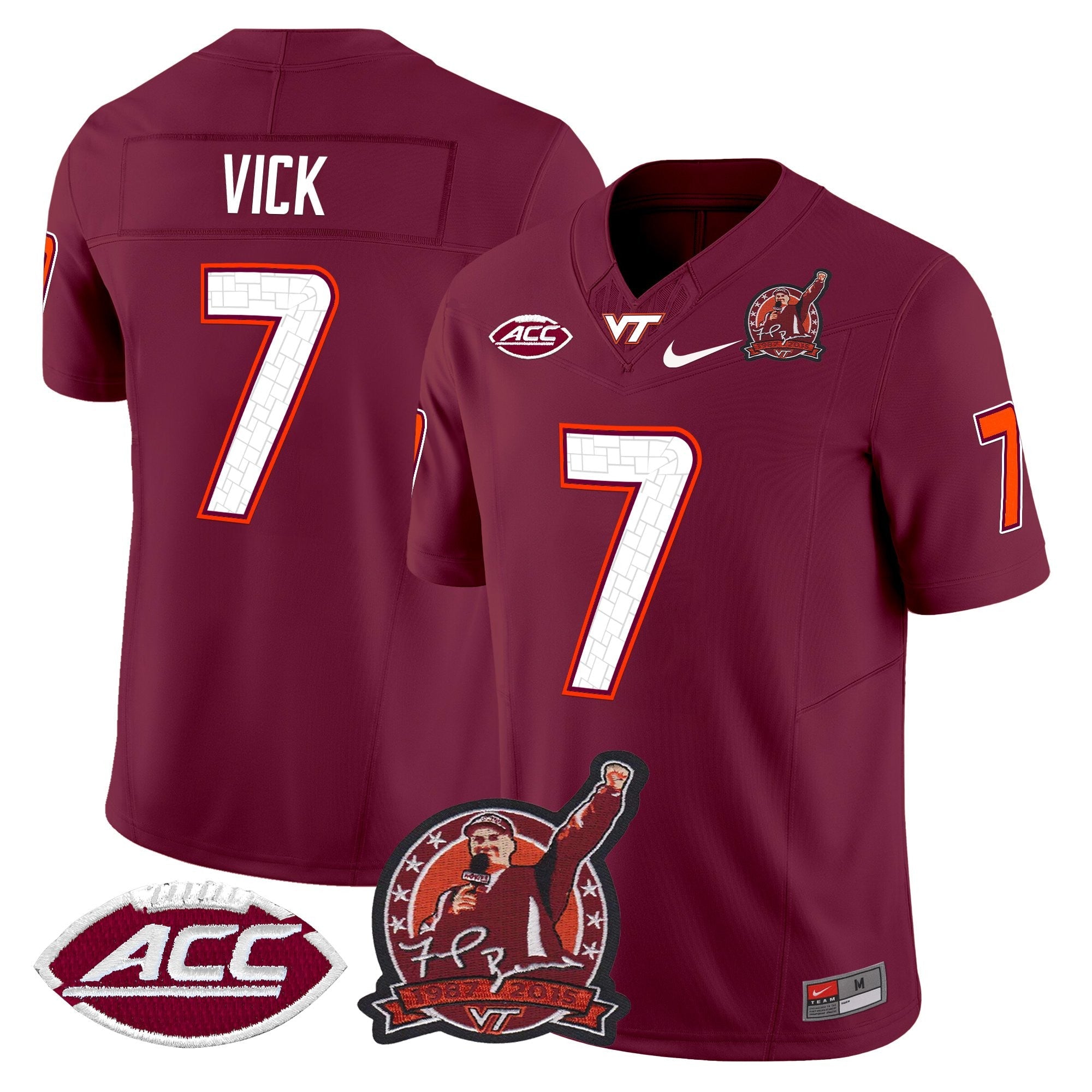 Virginia Tech Hokies Coach Frank Beamer Patch 2025 Vapor Limited Jersey - All Stitched
