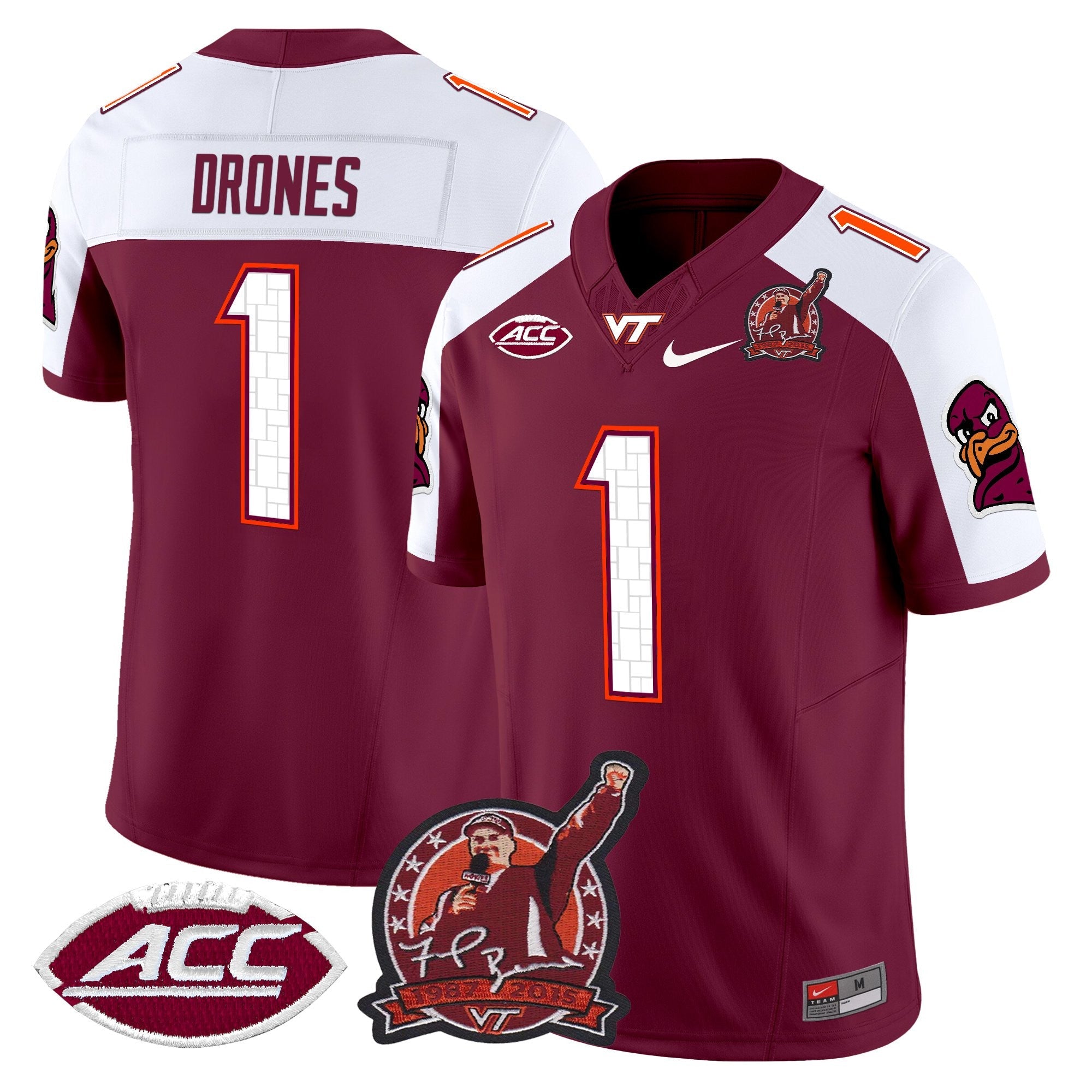 Virginia Tech Hokies Coach Frank Beamer Patch 2025 Vapor Limited Jersey - All Stitched
