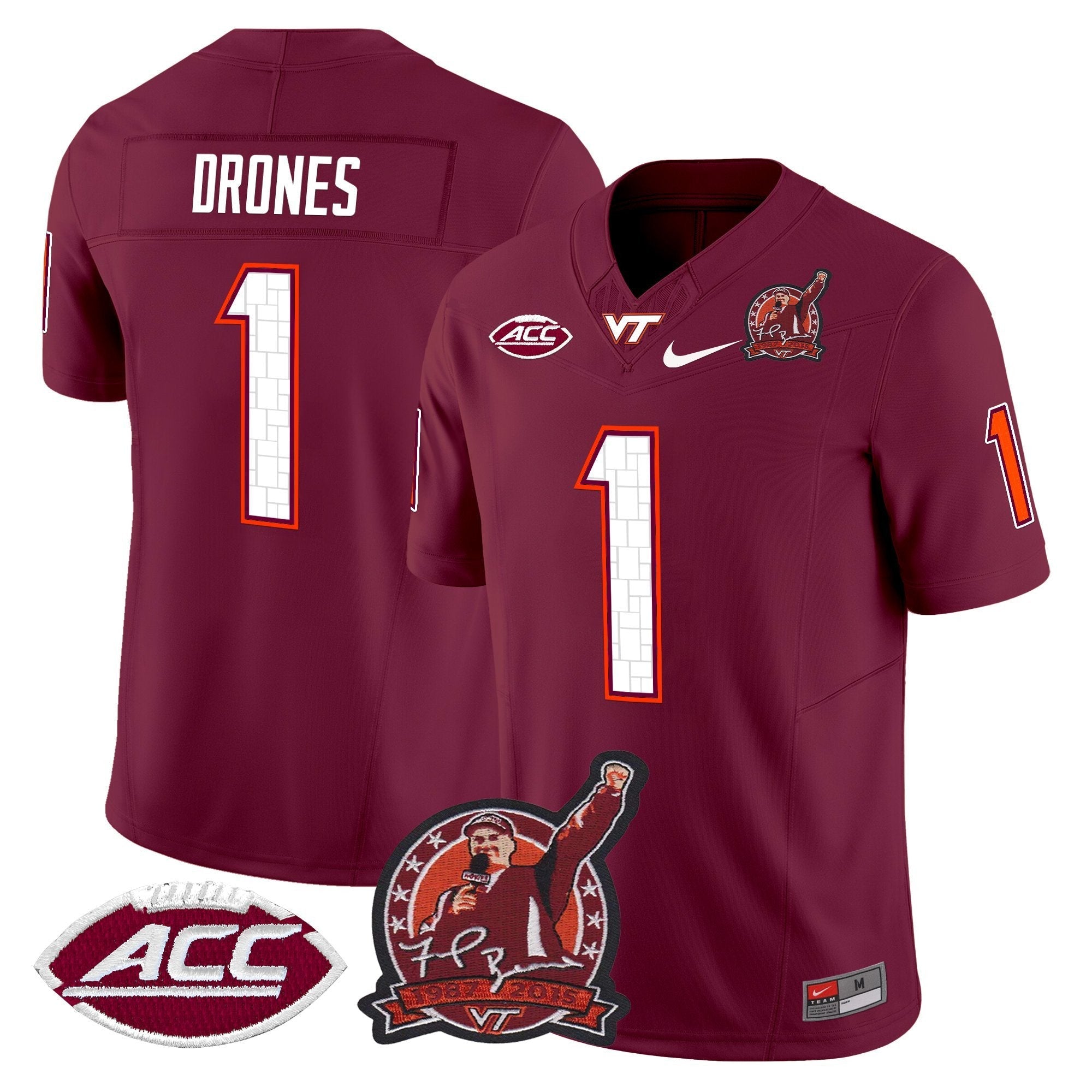 Virginia Tech Hokies Coach Frank Beamer Patch 2025 Vapor Limited Jersey - All Stitched