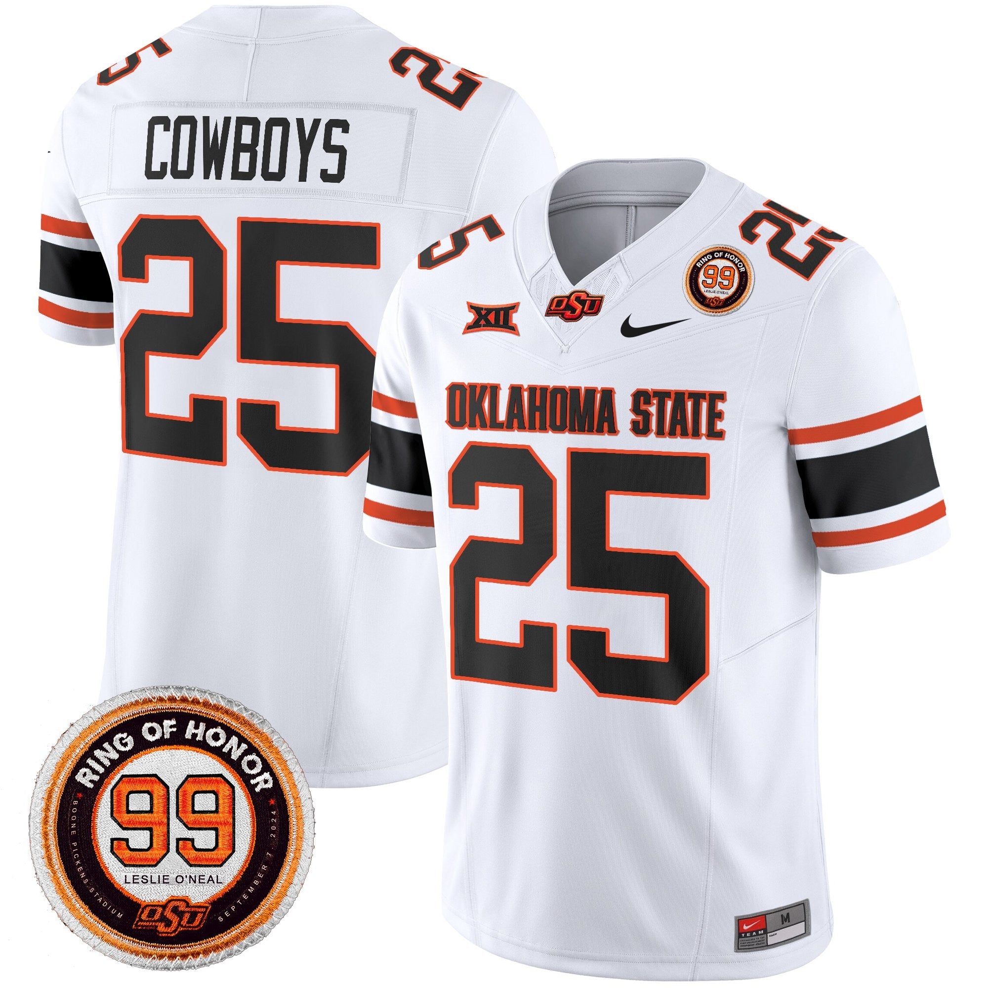 Oklahoma State Cowboys 2025 Vapor Limited Jersey - Leslie O'neal Patch - All Stitched