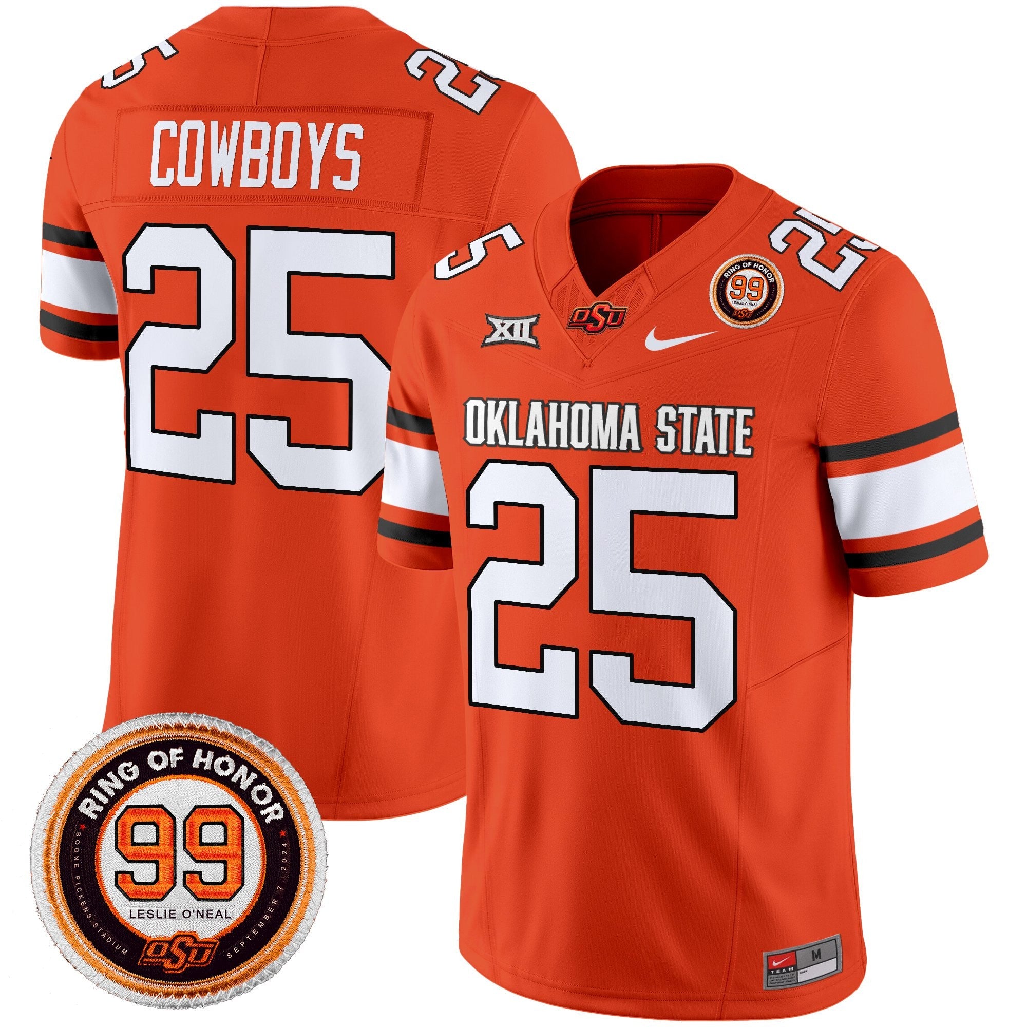 Oklahoma State Cowboys 2025 Vapor Limited Jersey - Leslie O'neal Patch - All Stitched