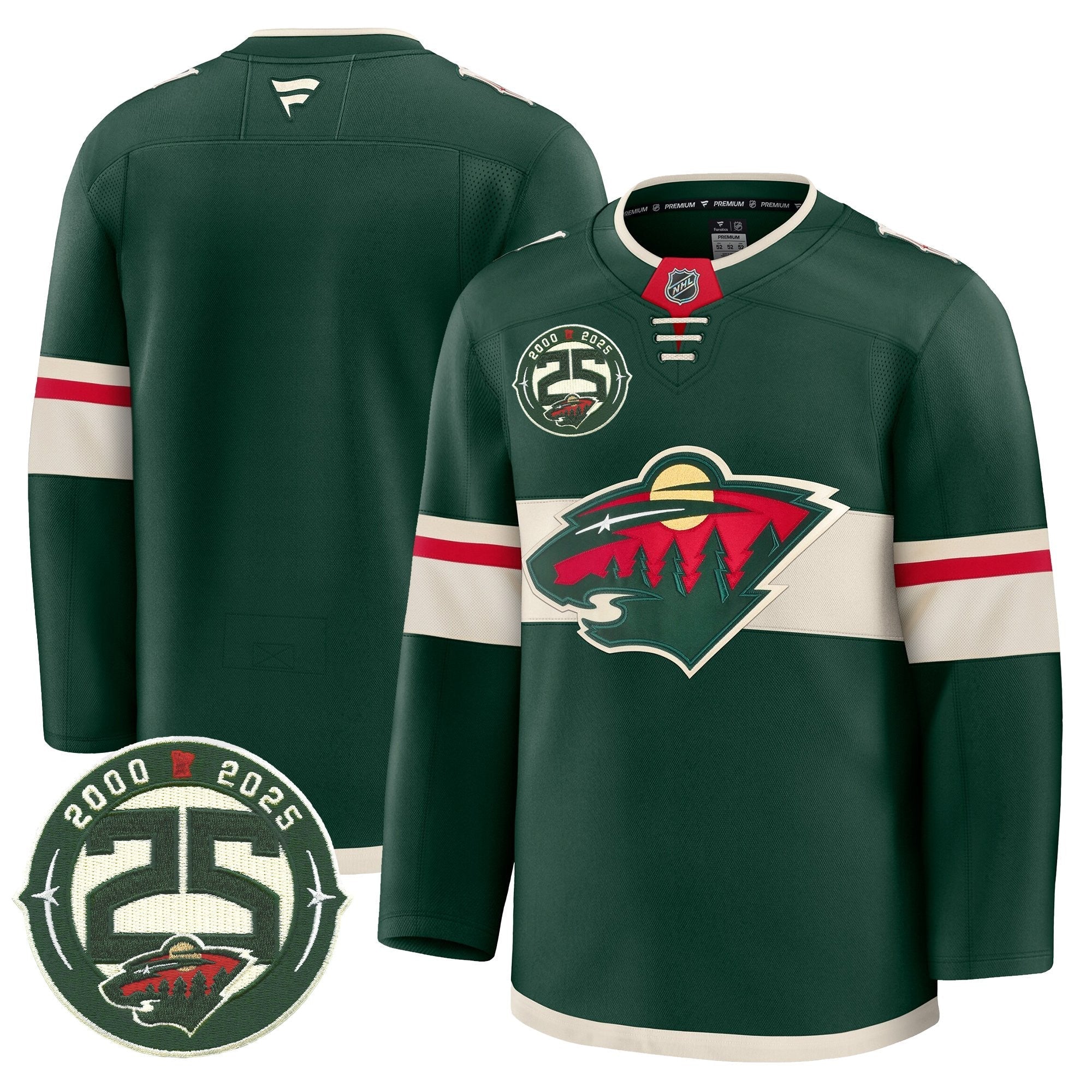 Minnesota Wild 25th Anniversary Patch Premium Jersey - All Stitched