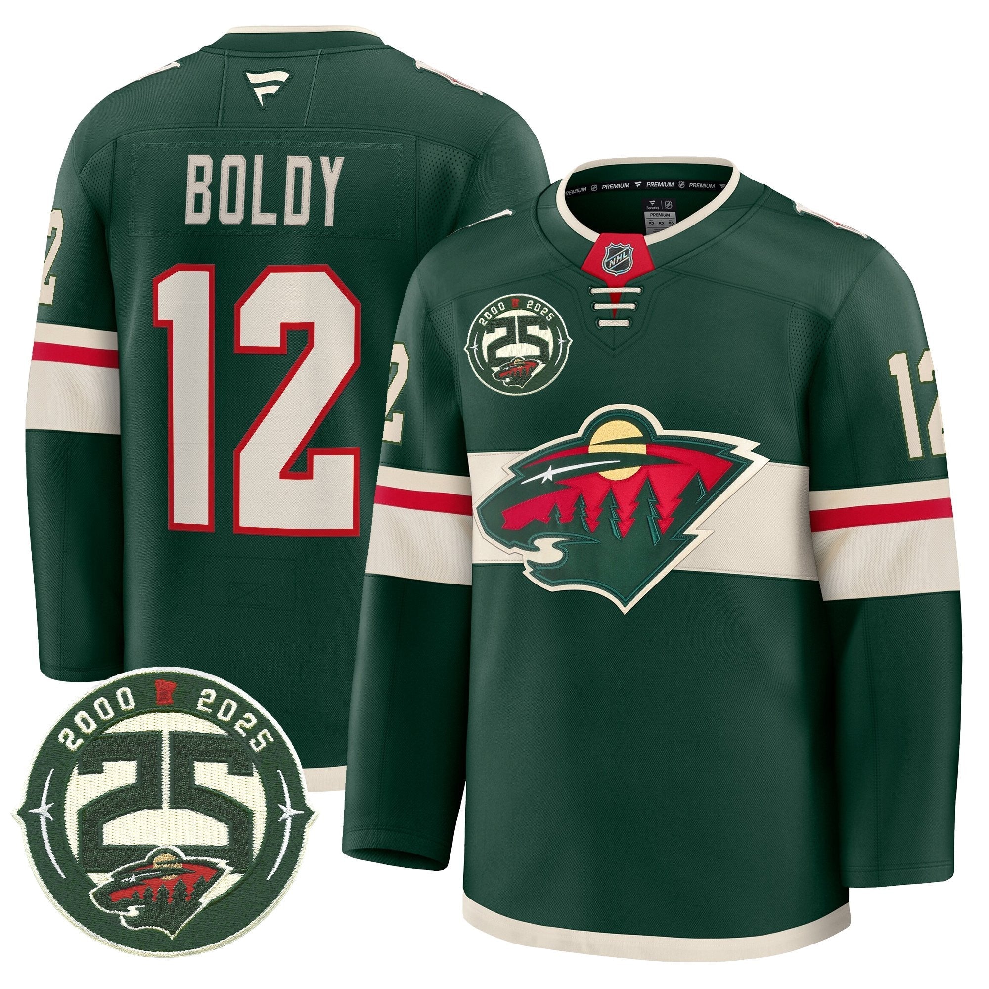 Minnesota Wild 25th Anniversary Patch Premium Jersey - All Stitched