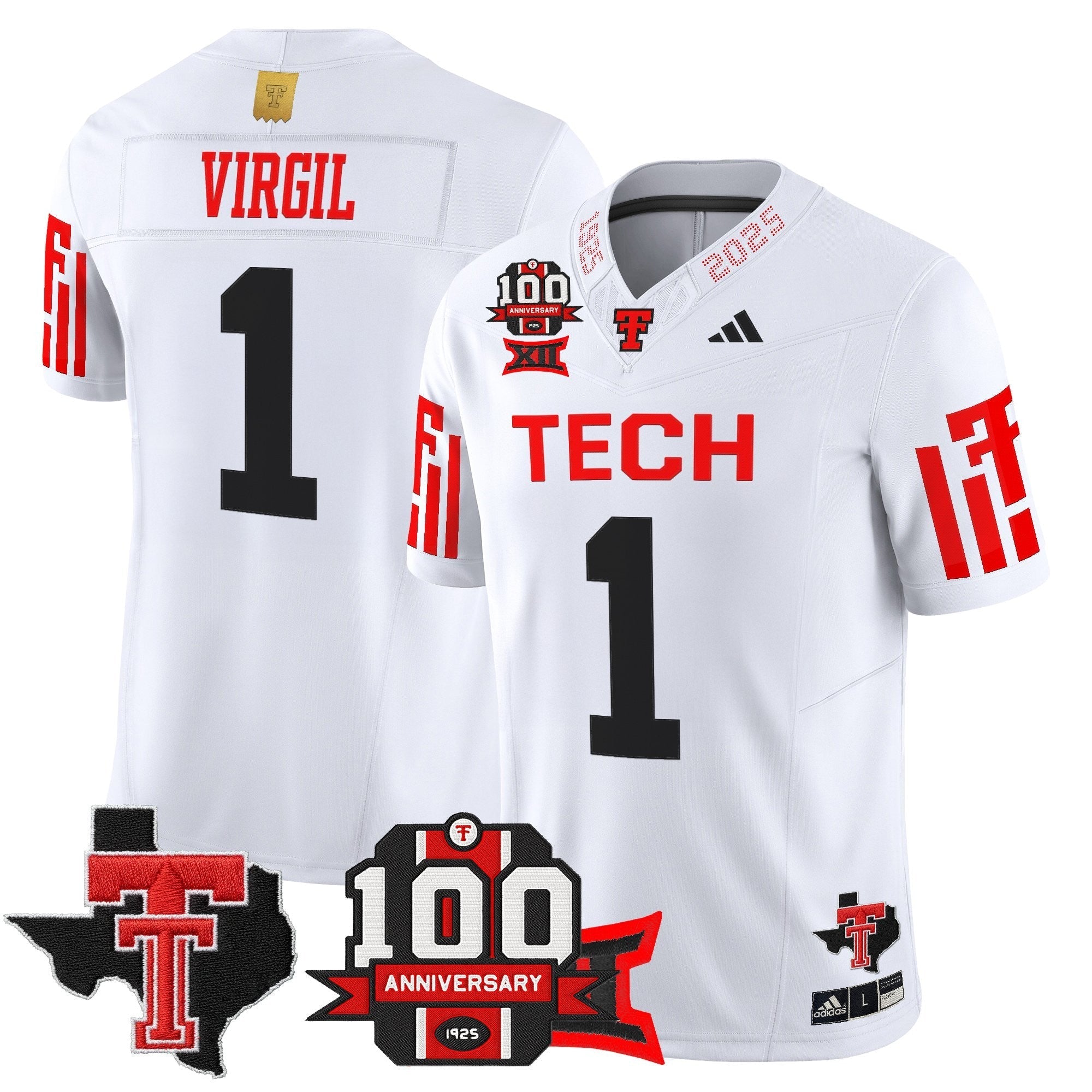 Texas Tech Red Raiders 2025 Vapor Limited Jersey - 100th Anniversary & Texas Patch - All Stitched