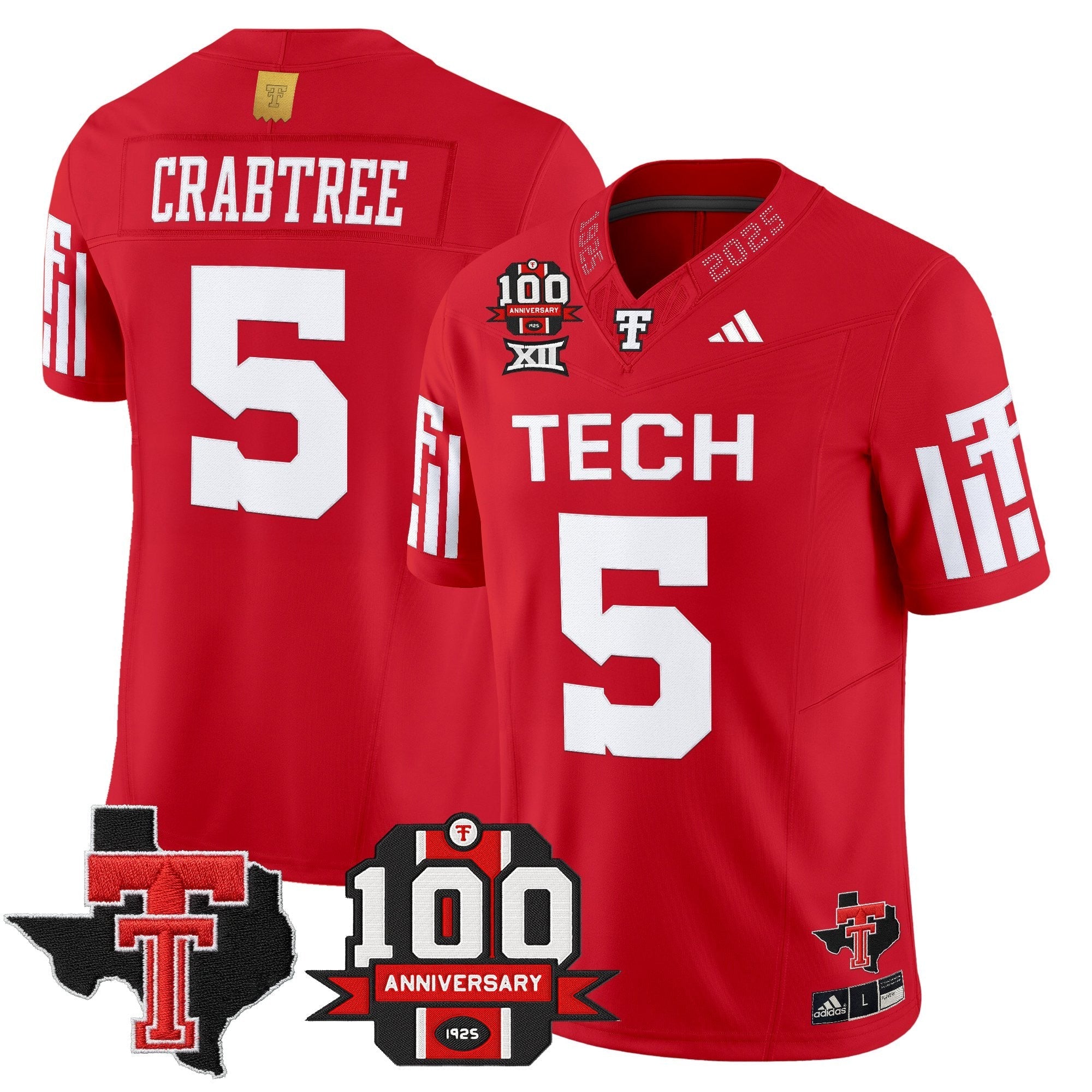 Texas Tech Red Raiders 2025 Vapor Limited Jersey - 100th Anniversary & Texas Patch - All Stitched