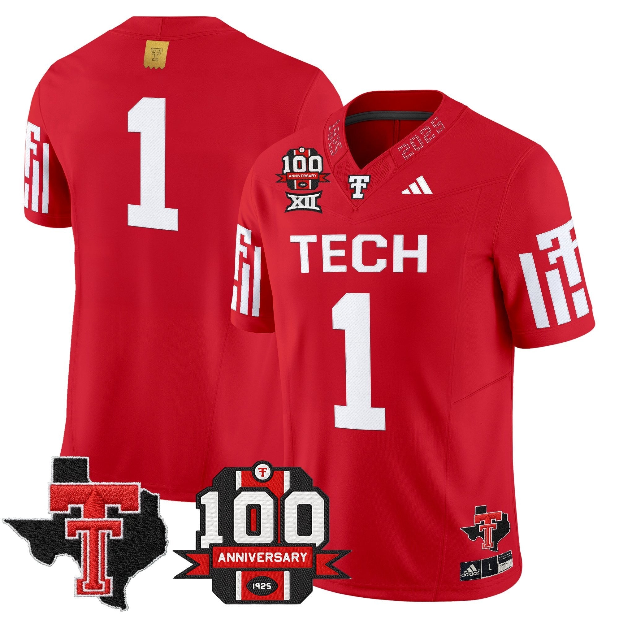 Texas Tech Red Raiders 2025 Vapor Limited Jersey - 100th Anniversary & Texas Patch - All Stitched