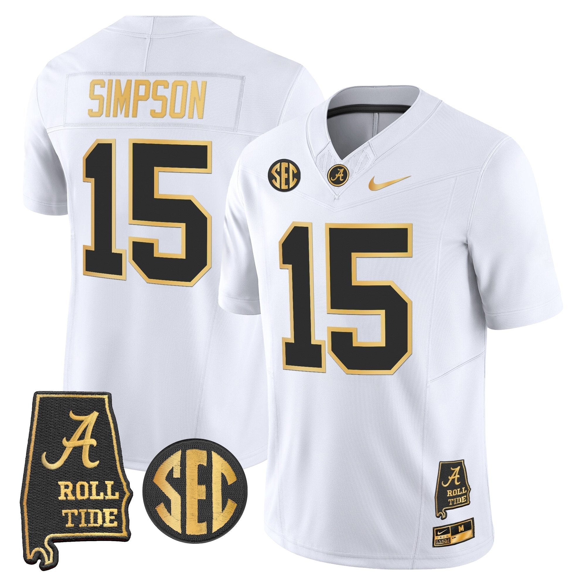 Alabama Crimson Tide 2025 Gold Vapor Limited Jersey - Alabama Map - All Stitched